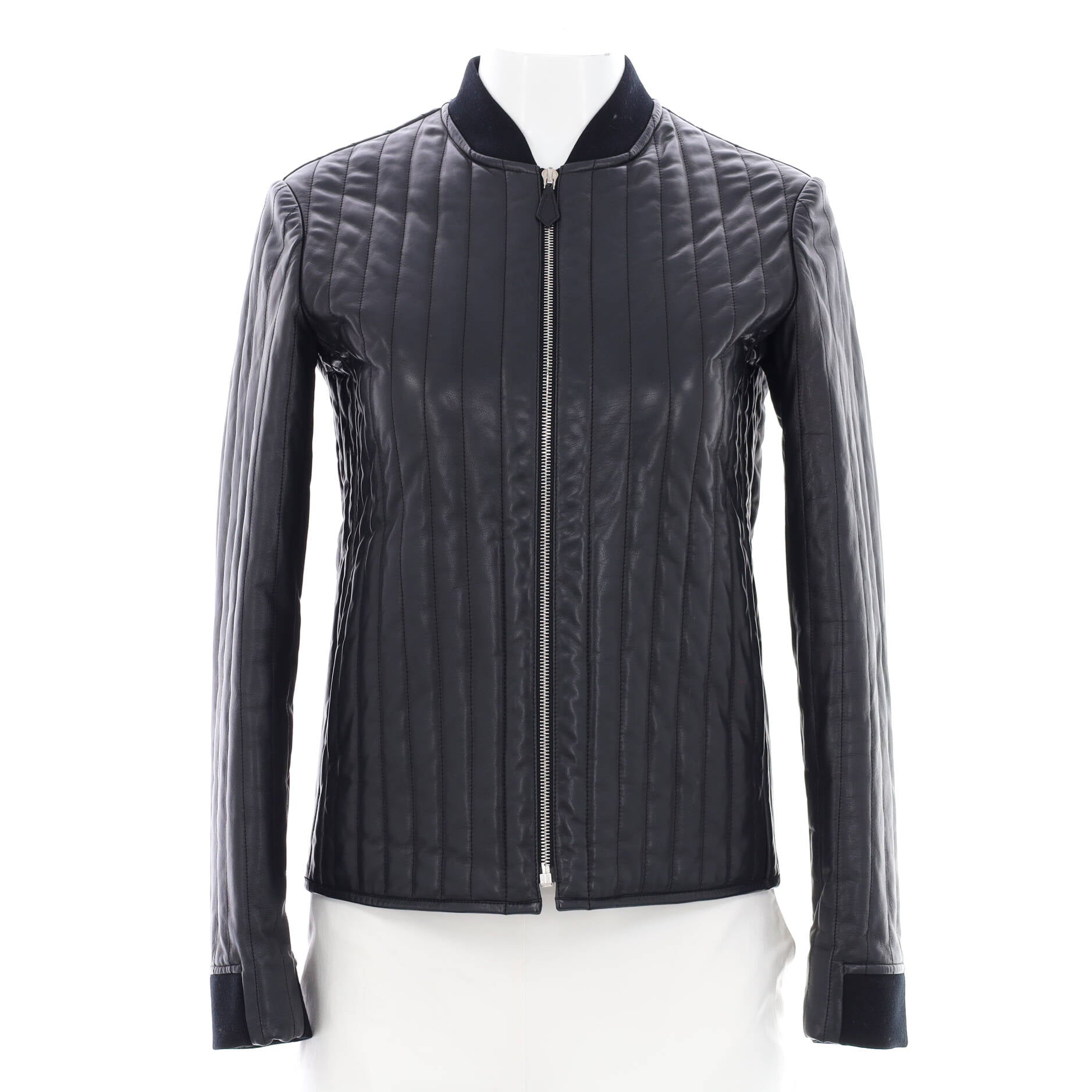 Women's Bomber Jacket Vertical Quilted Leather