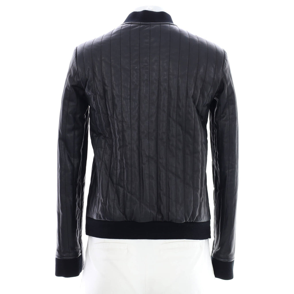 Women's Bomber Jacket Vertical Quilted Leather