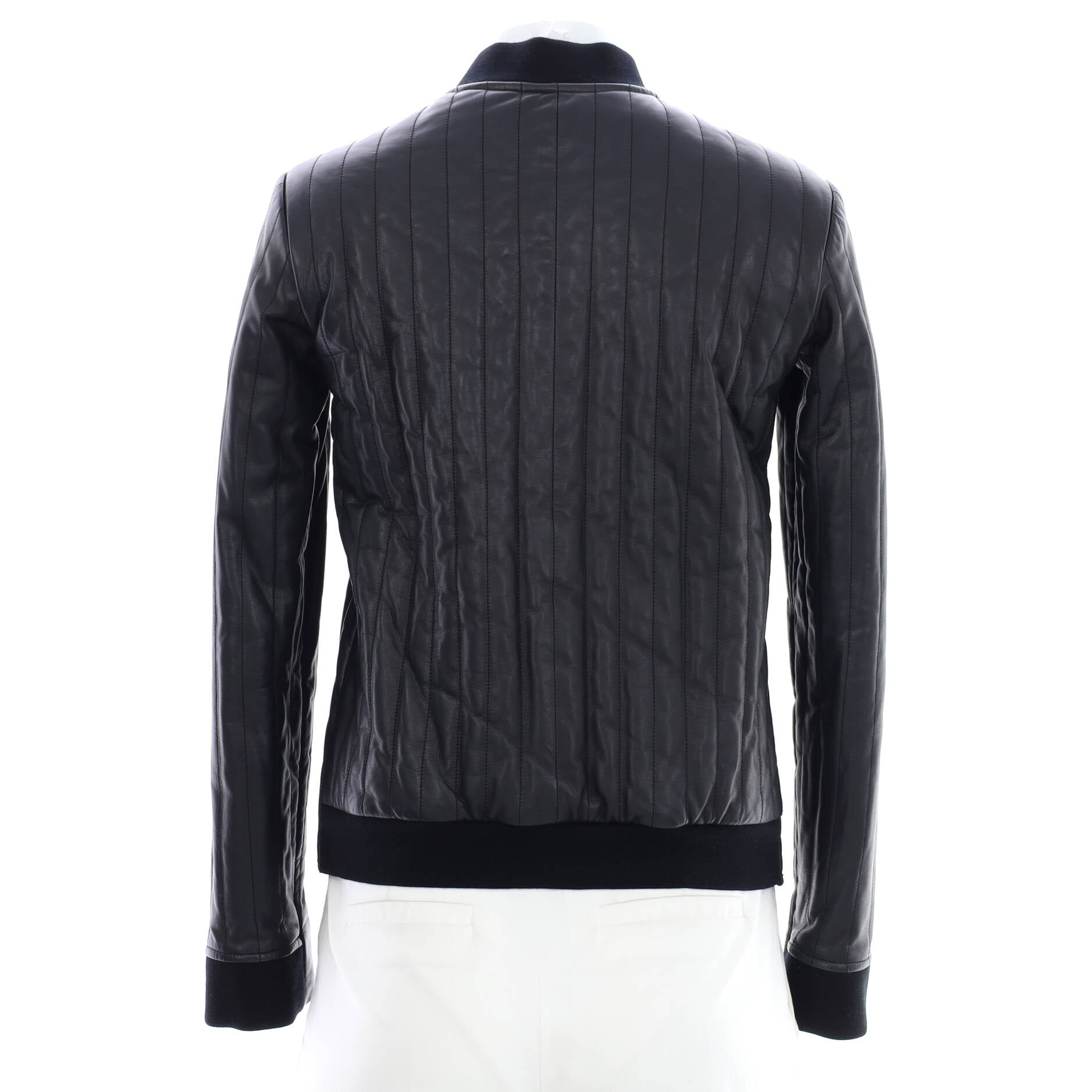 Women's Bomber Jacket Vertical Quilted Leather