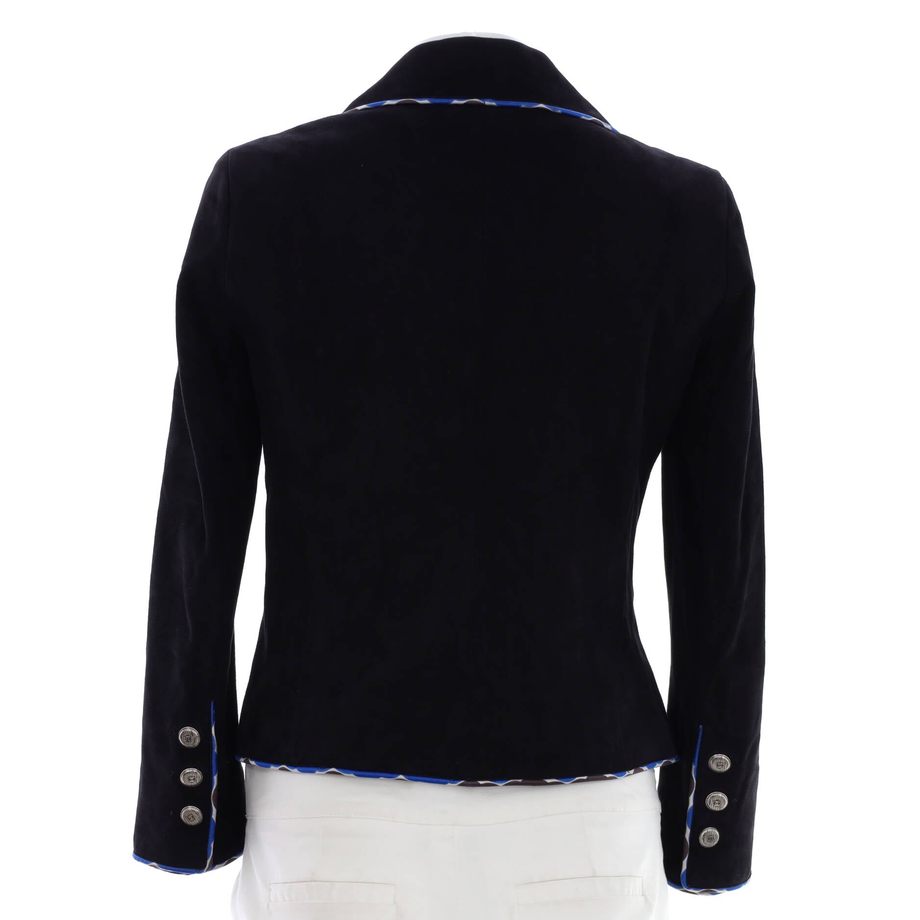 Women's Contrast Piping Blazer Suede