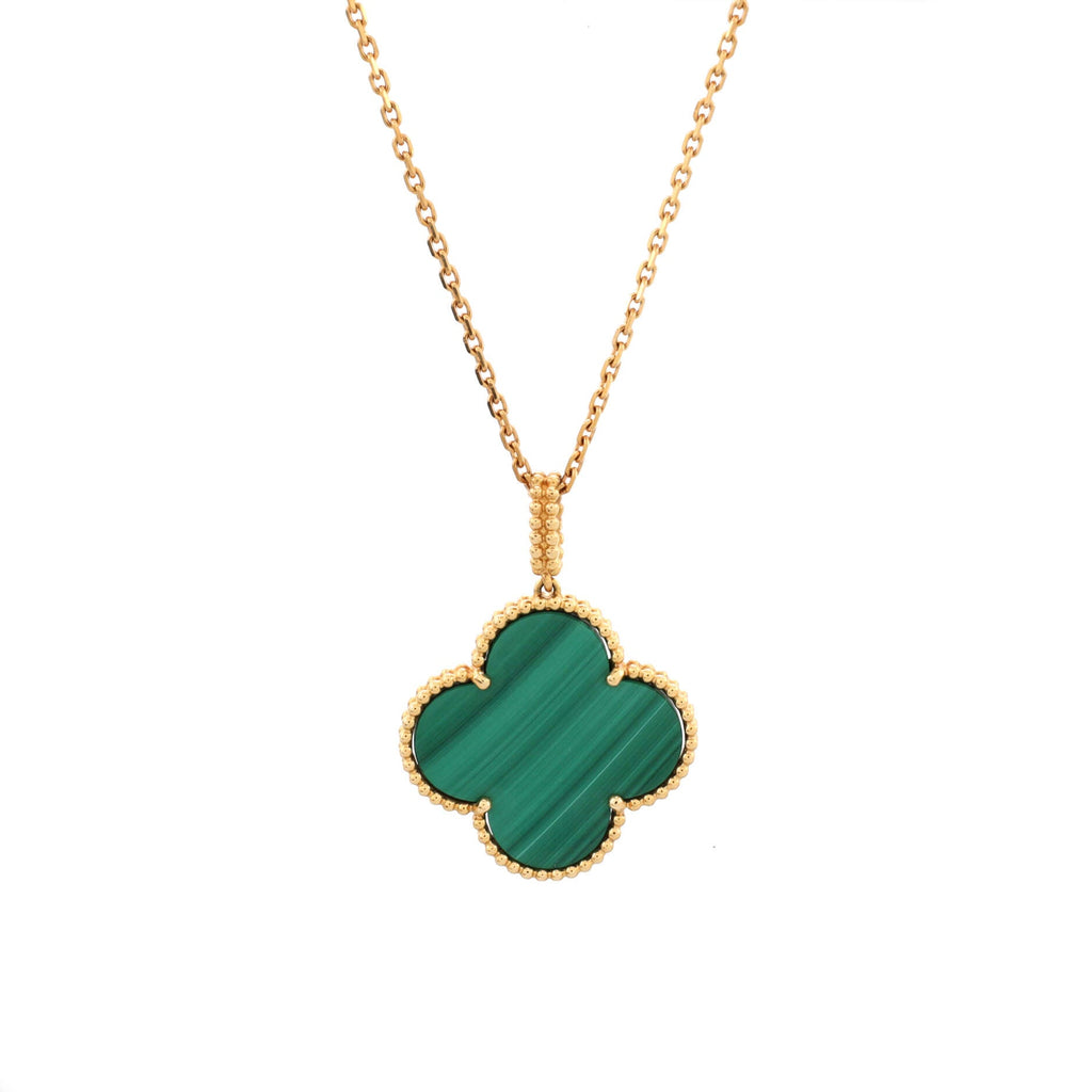 Magic Alhambra Pendant Necklace 18K Yellow Gold and Malachite