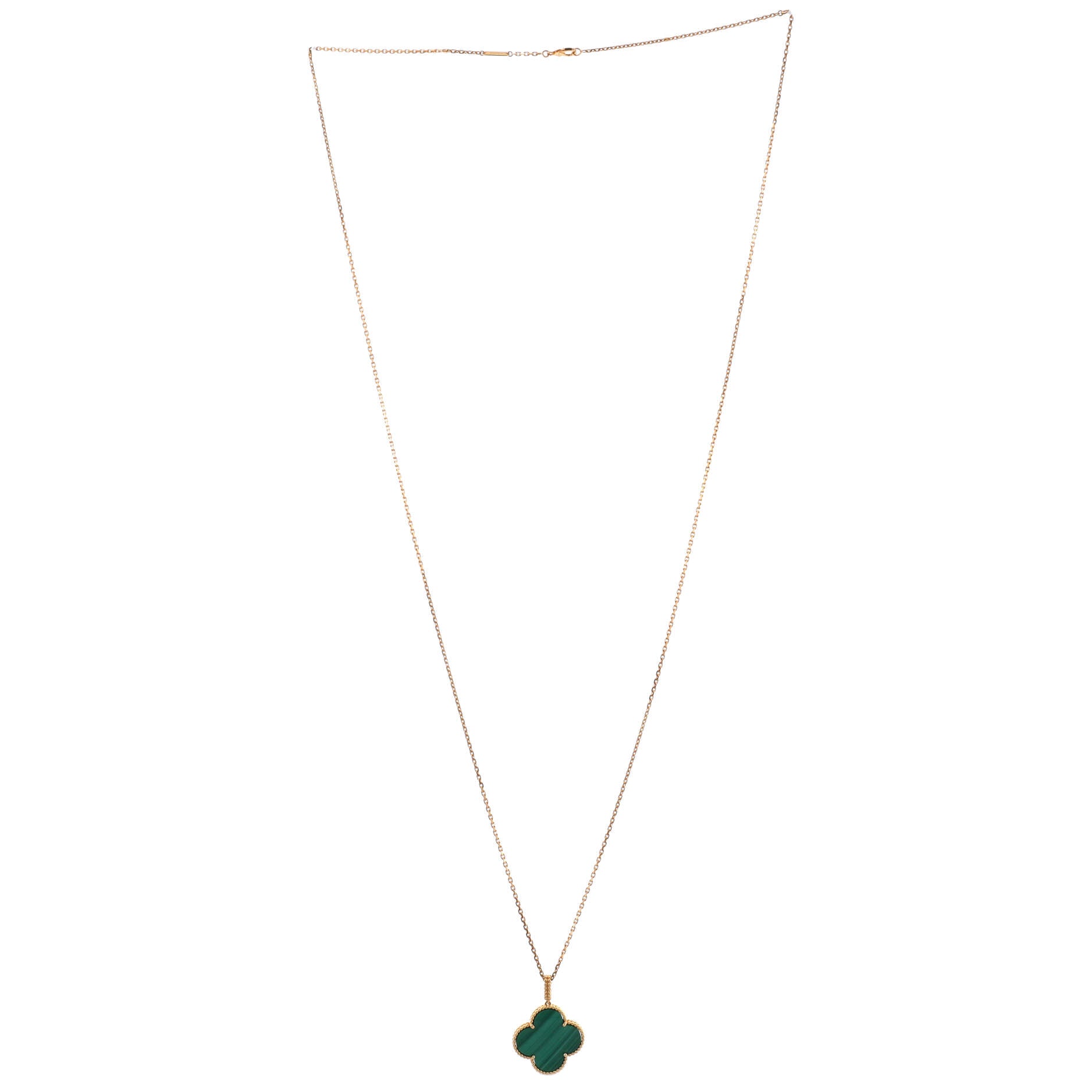 Magic Alhambra Pendant Necklace 18K Yellow Gold and Malachite