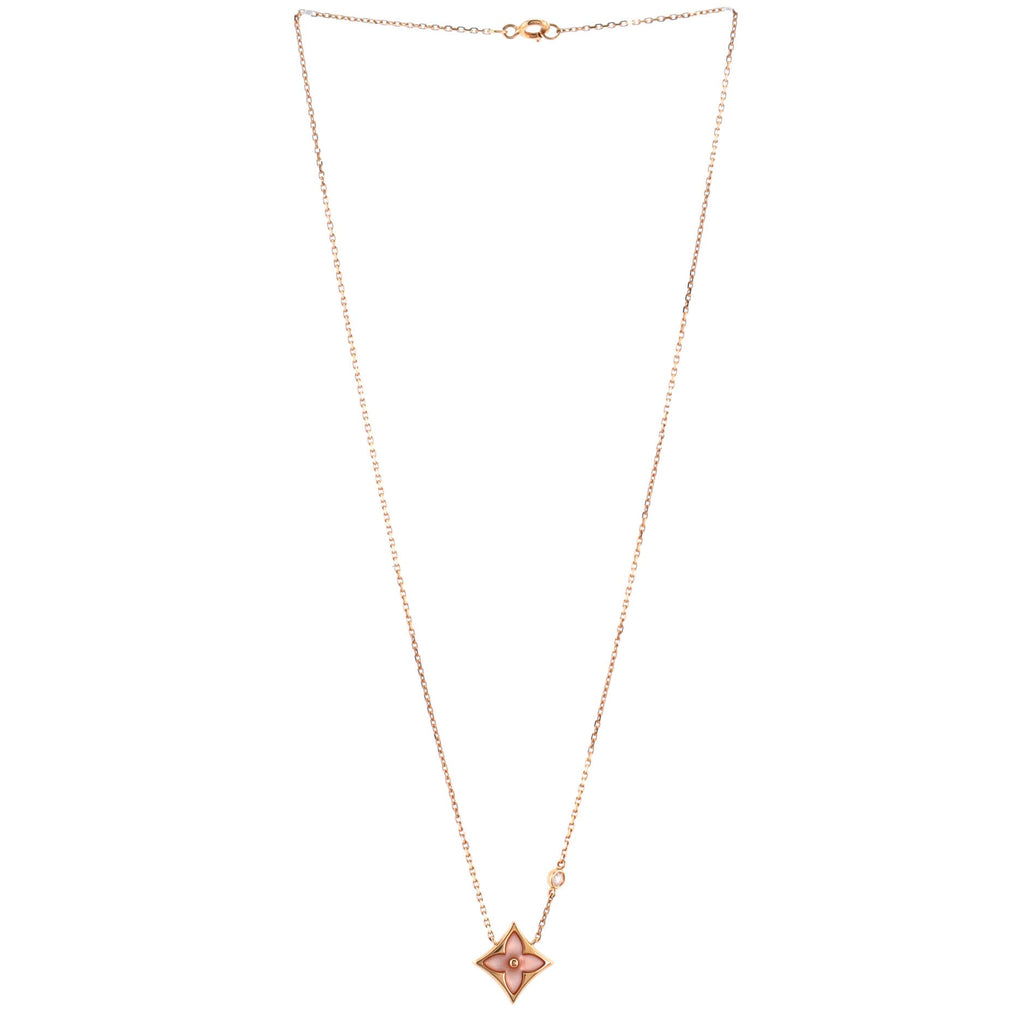 Color Blossom BB Star Pendant Necklace 18K Rose Gold with Diamond and Mother of Pearl