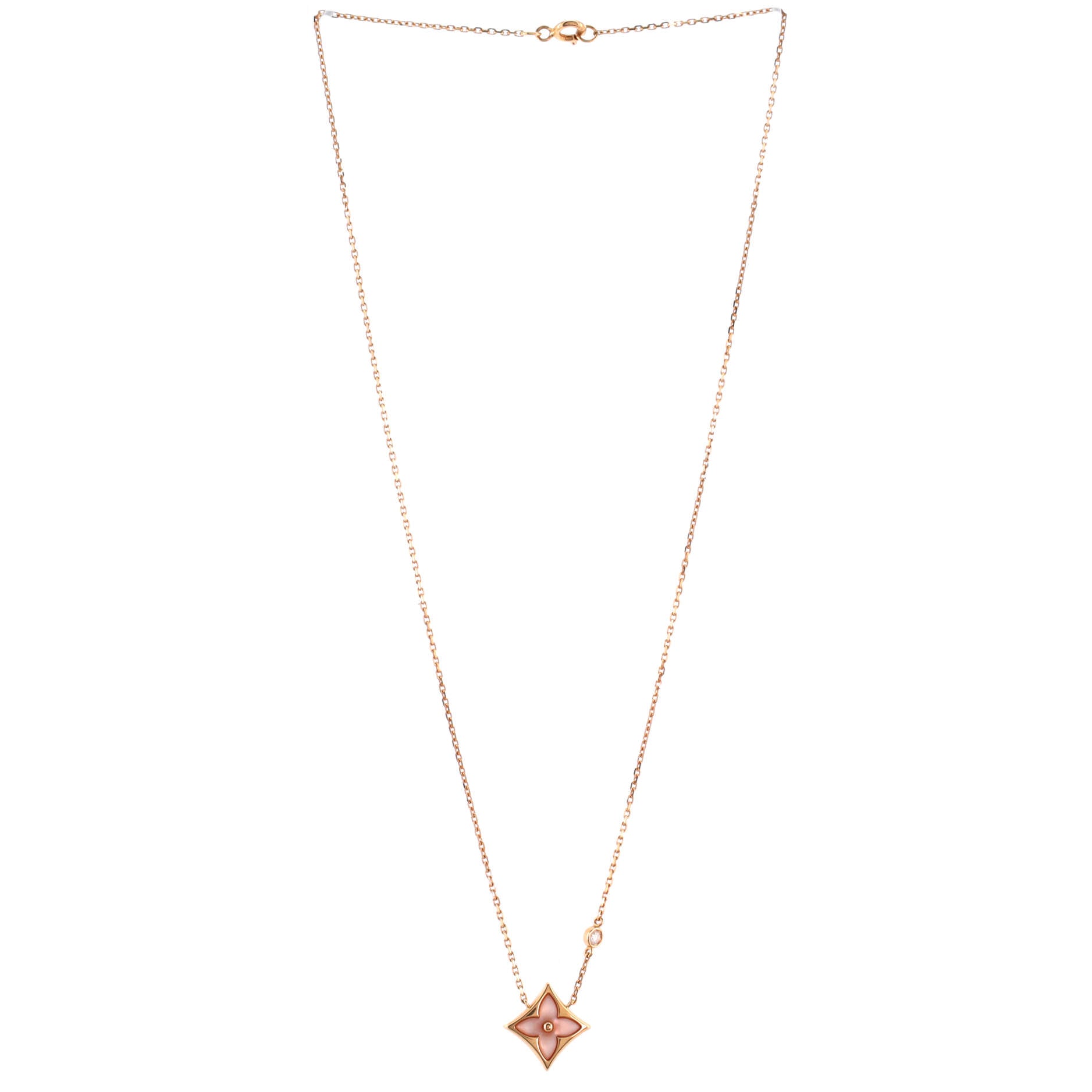 Color Blossom BB Star Pendant Necklace 18K Rose Gold with Diamond and Mother of Pearl
