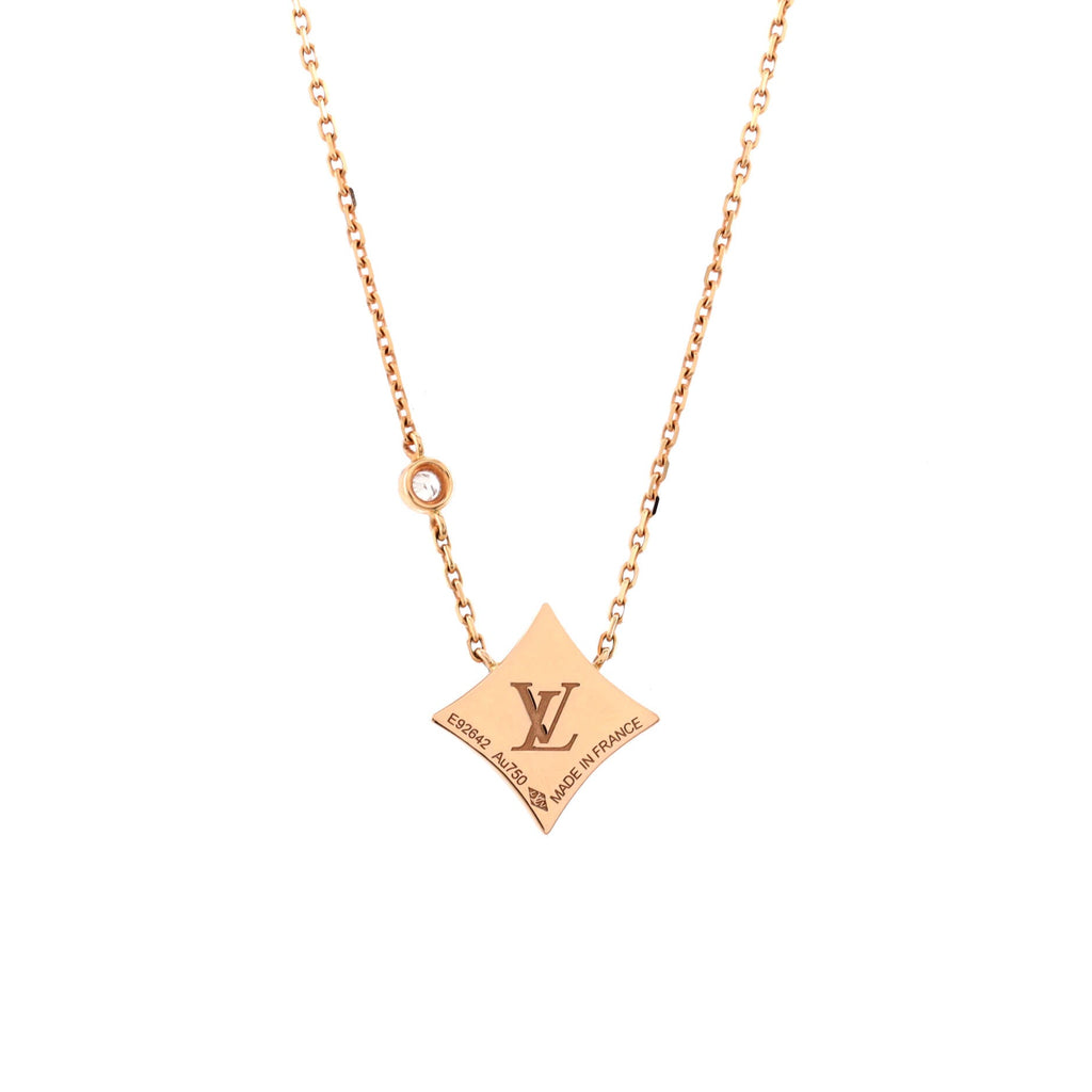 Color Blossom BB Star Pendant Necklace 18K Rose Gold with Diamond and Mother of Pearl