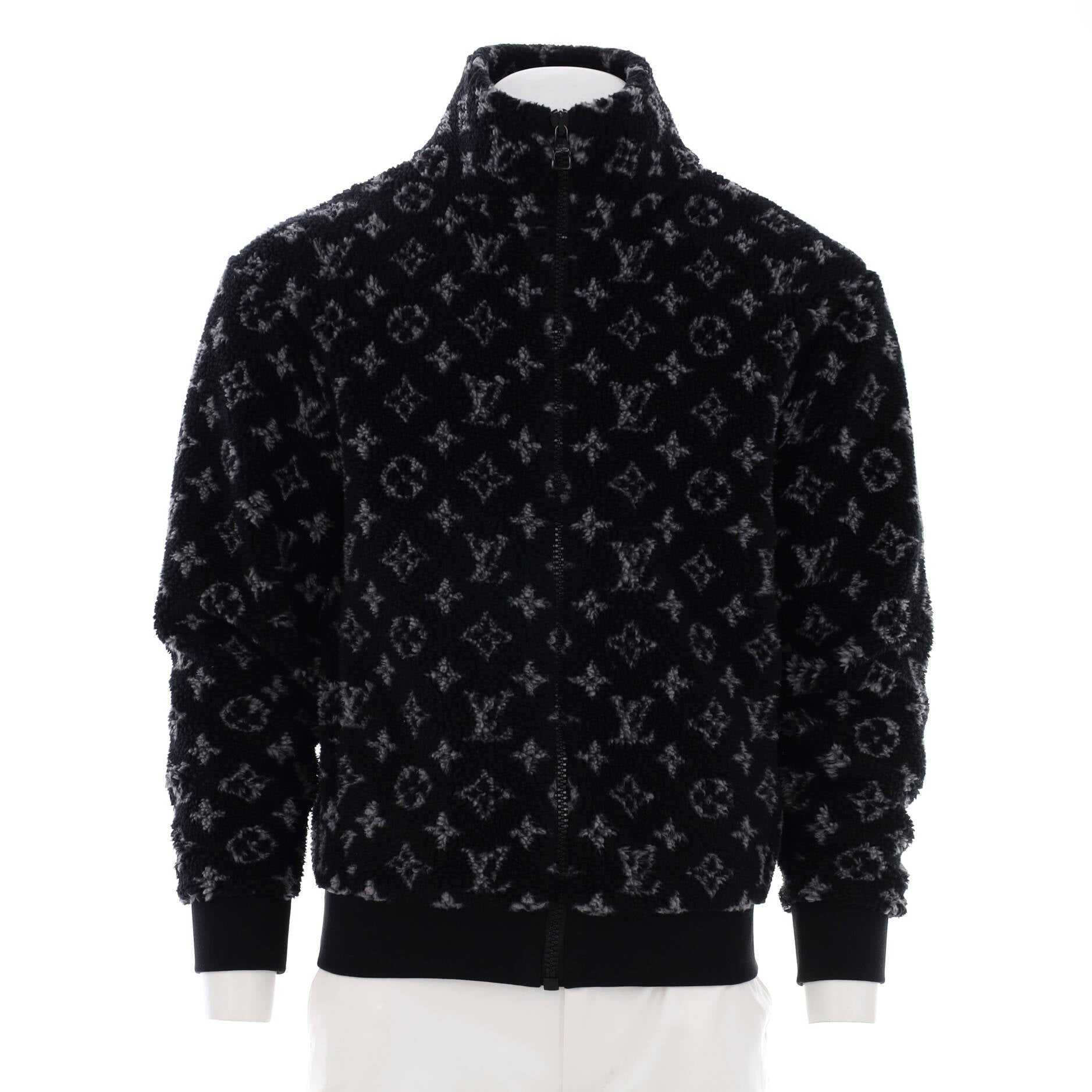 Men's Zip Up Teddy Jacket Monogram Polyester Fleece