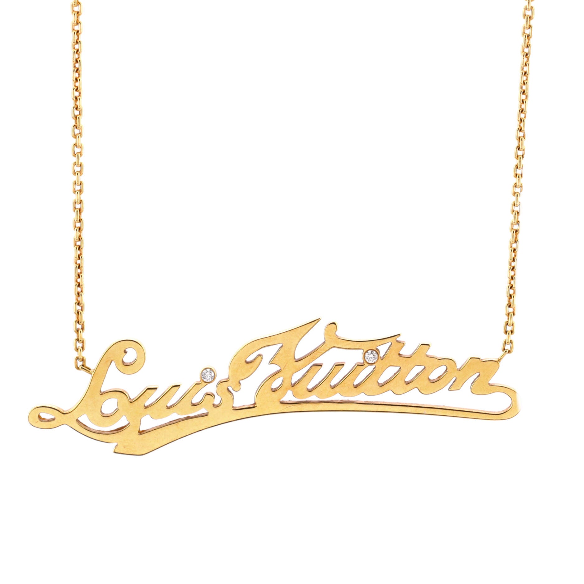 Signature Pendant Necklace 18K Yellow Gold with Diamonds