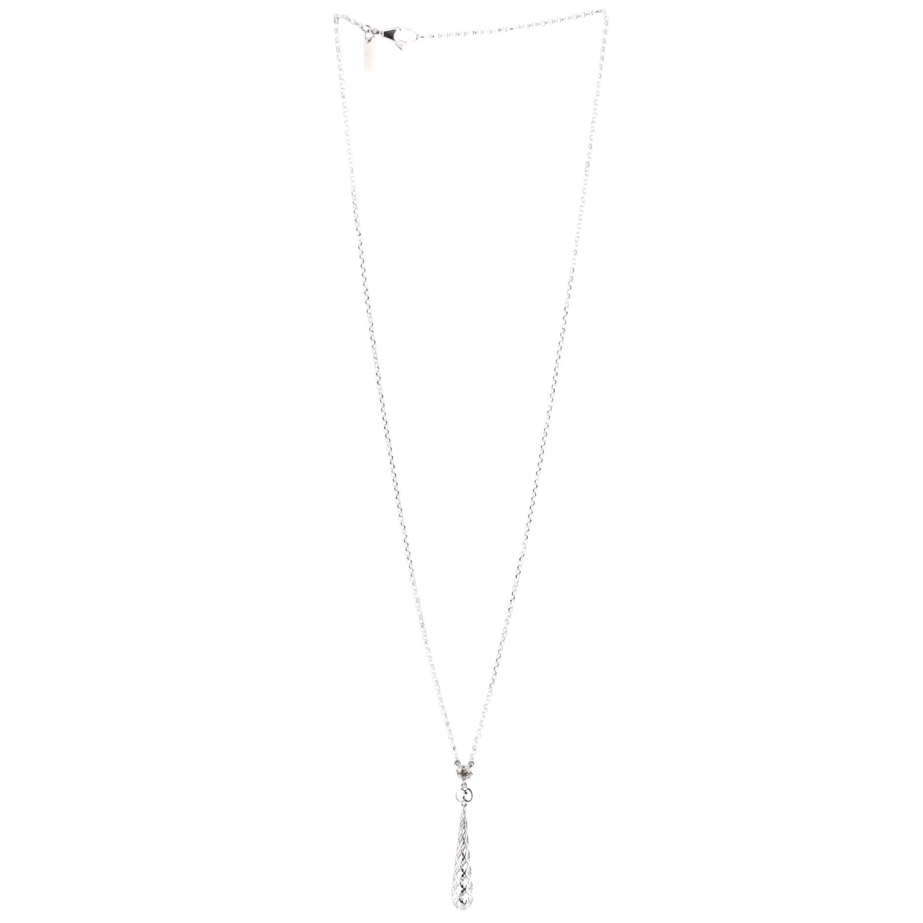 Diamantissima Drop Pendant Necklace 18K White Gold with Diamond