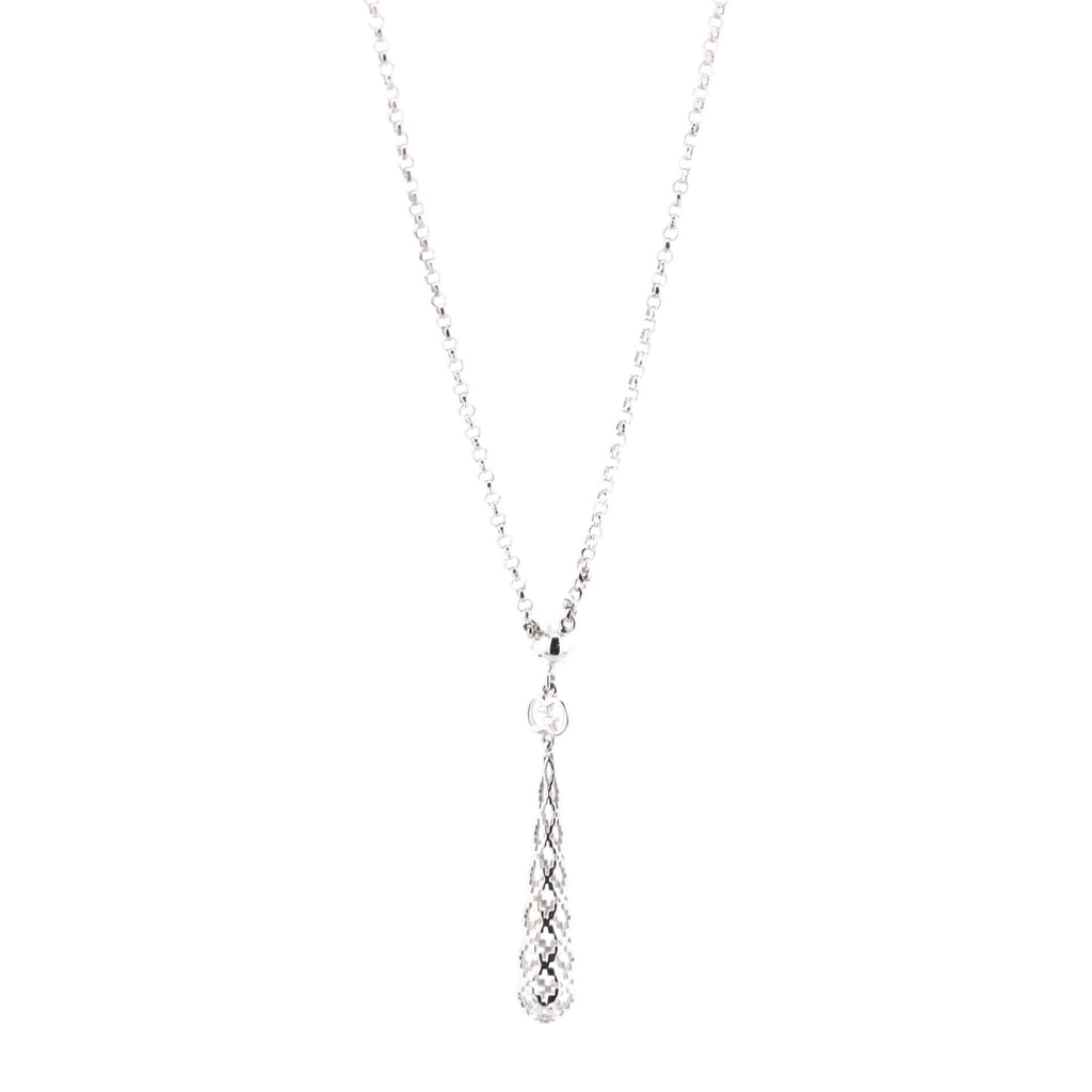 Diamantissima Drop Pendant Necklace 18K White Gold with Diamond