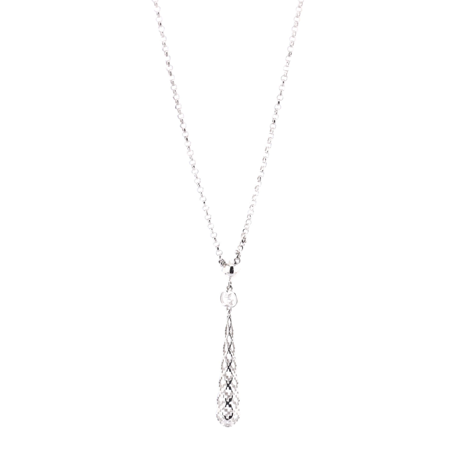 Diamantissima Drop Pendant Necklace 18K White Gold with Diamond
