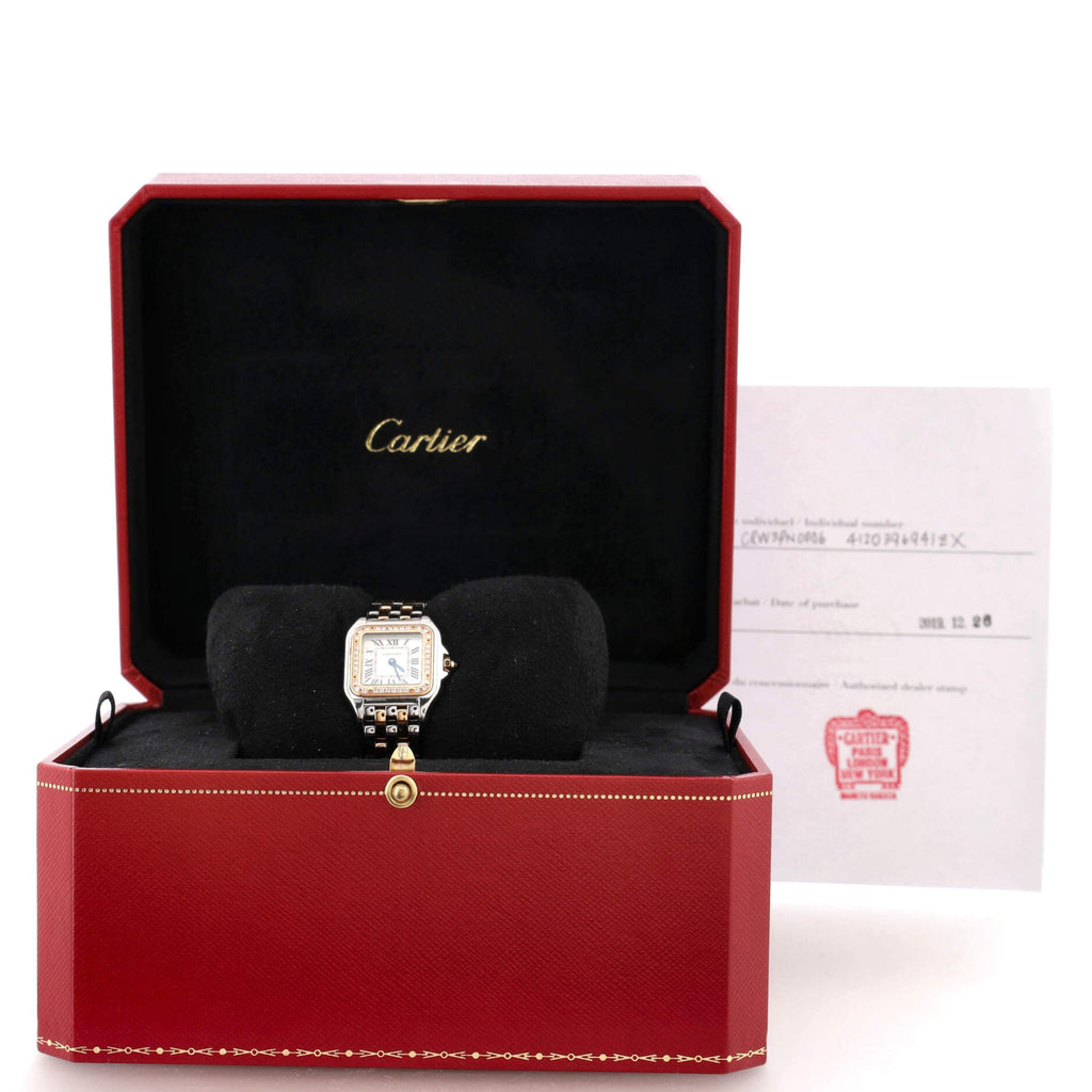 Panthere de Cartier Quartz Watch Stainless Steel and Rose Gold with Diamond Bezel 22