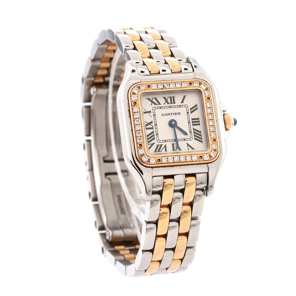 Panthere de Cartier Quartz Watch Stainless Steel and Rose Gold with Diamond Bezel 22