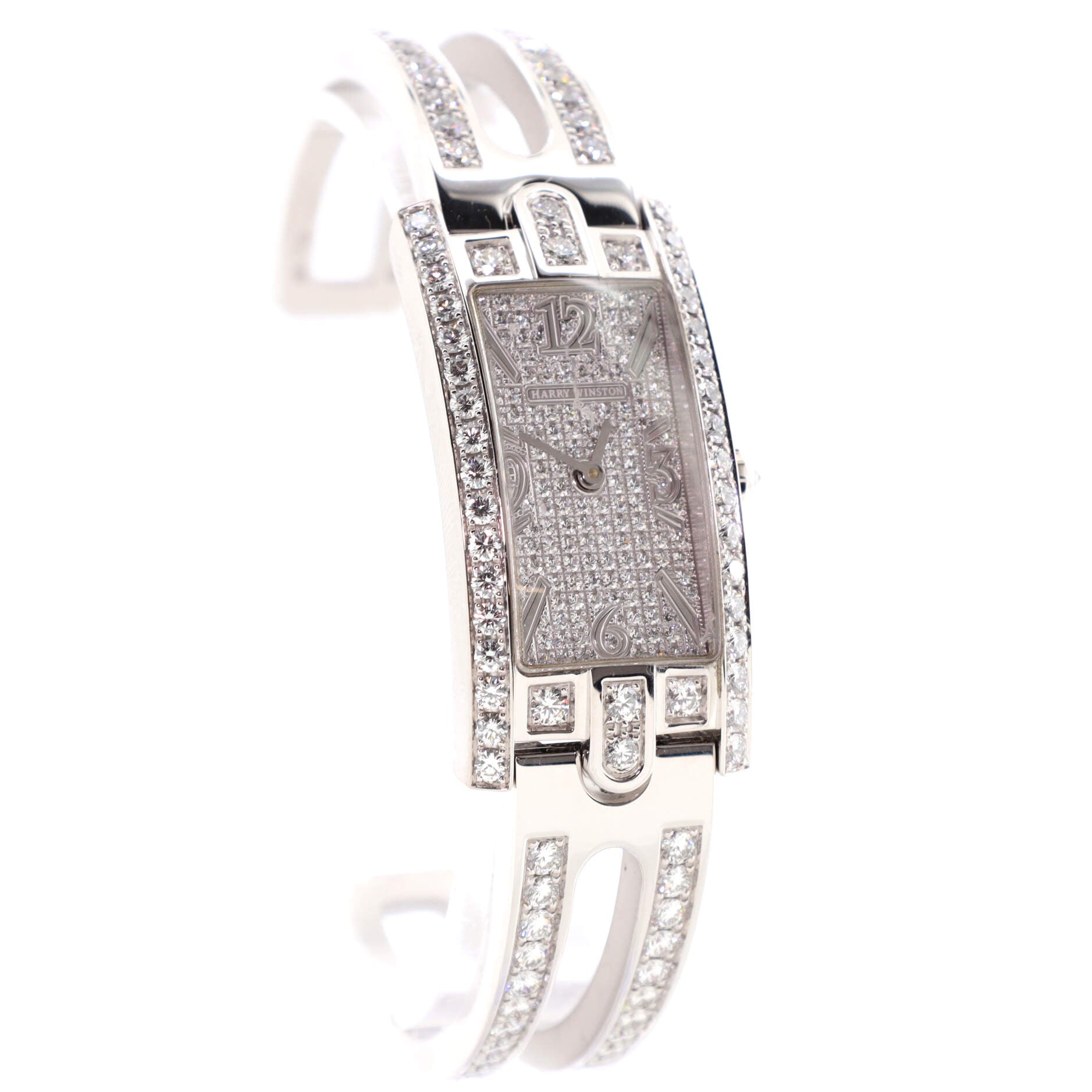 Avenue C Quartz Bracelet Watch White Gold with Diamond Bezel, Dial and Bracelet 19
