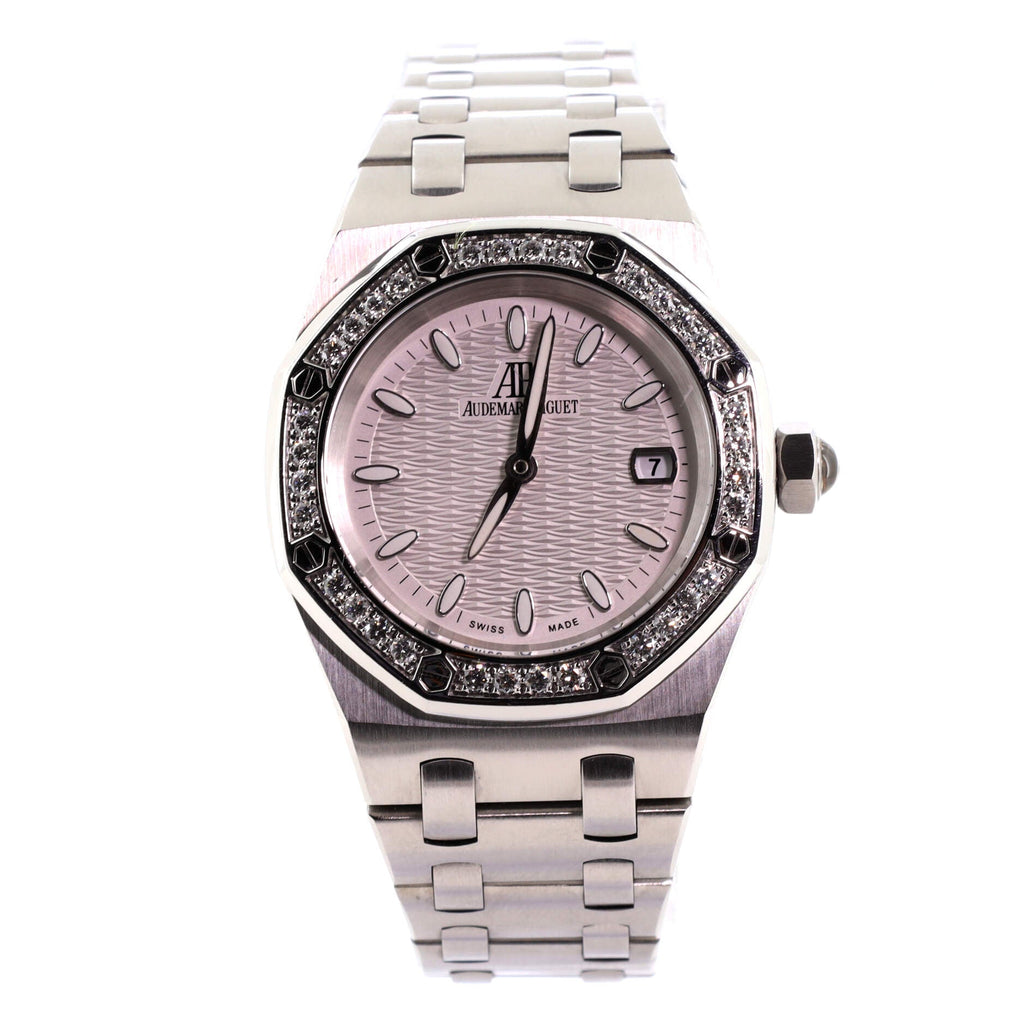 Royal Oak Date Quartz Watch Stainless Steel with Diamond Bezel 33
