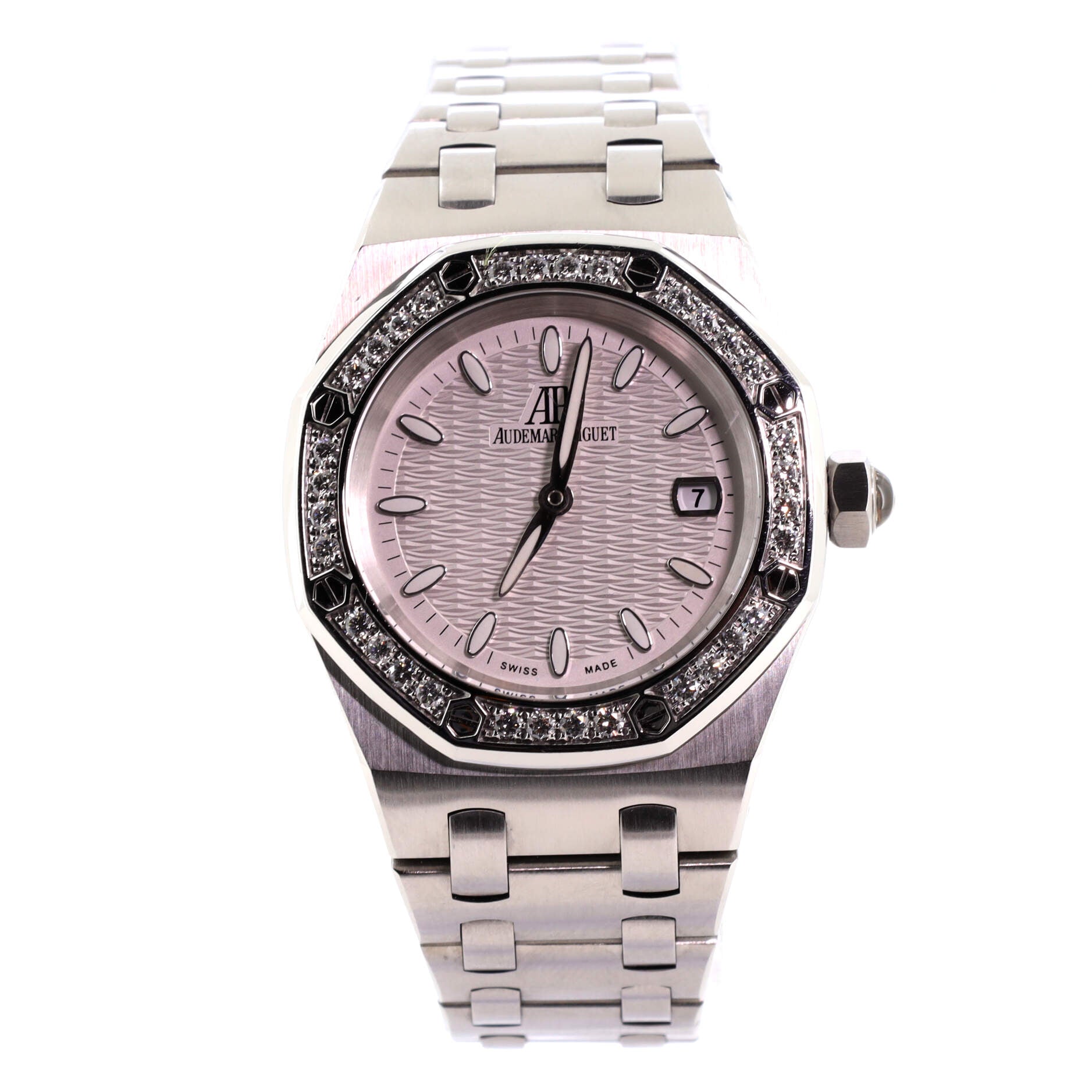 Royal Oak Date Quartz Watch Stainless Steel with Diamond Bezel 33