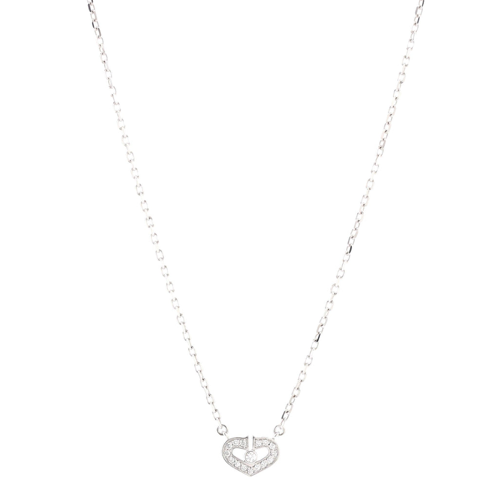C Heart de Cartier Pendant Necklace 18K White Gold with Diamonds
