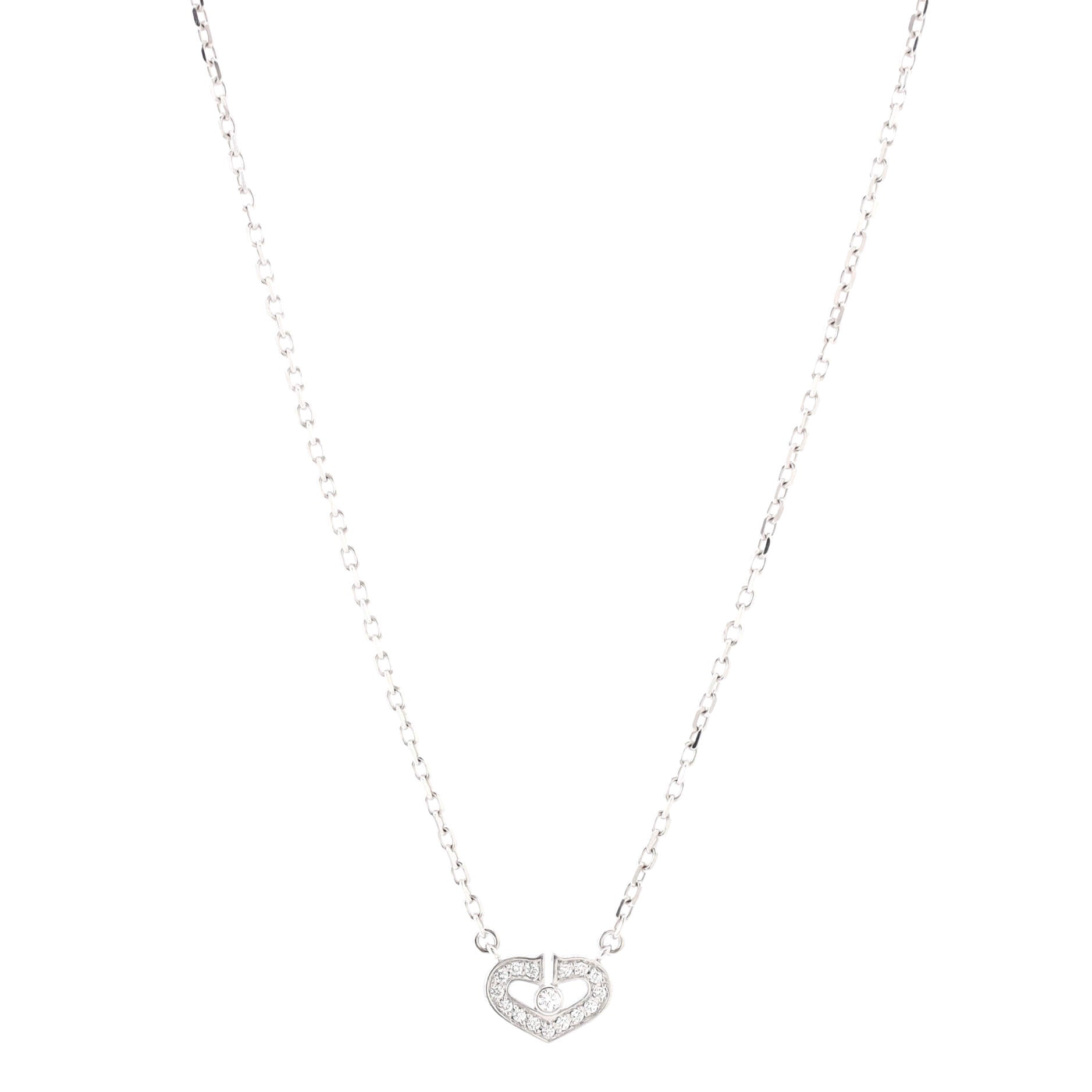 C Heart de Cartier Pendant Necklace 18K White Gold with Diamonds