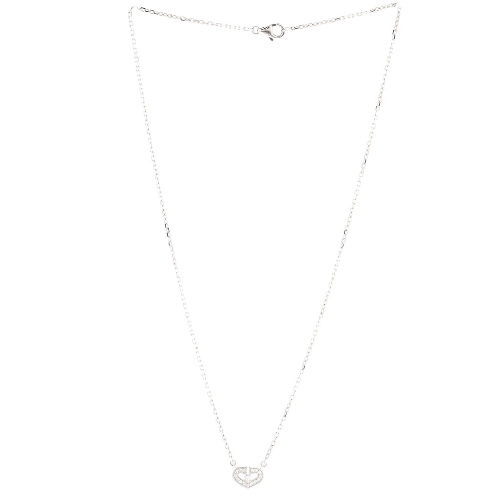 C Heart de Cartier Pendant Necklace 18K White Gold with Diamonds