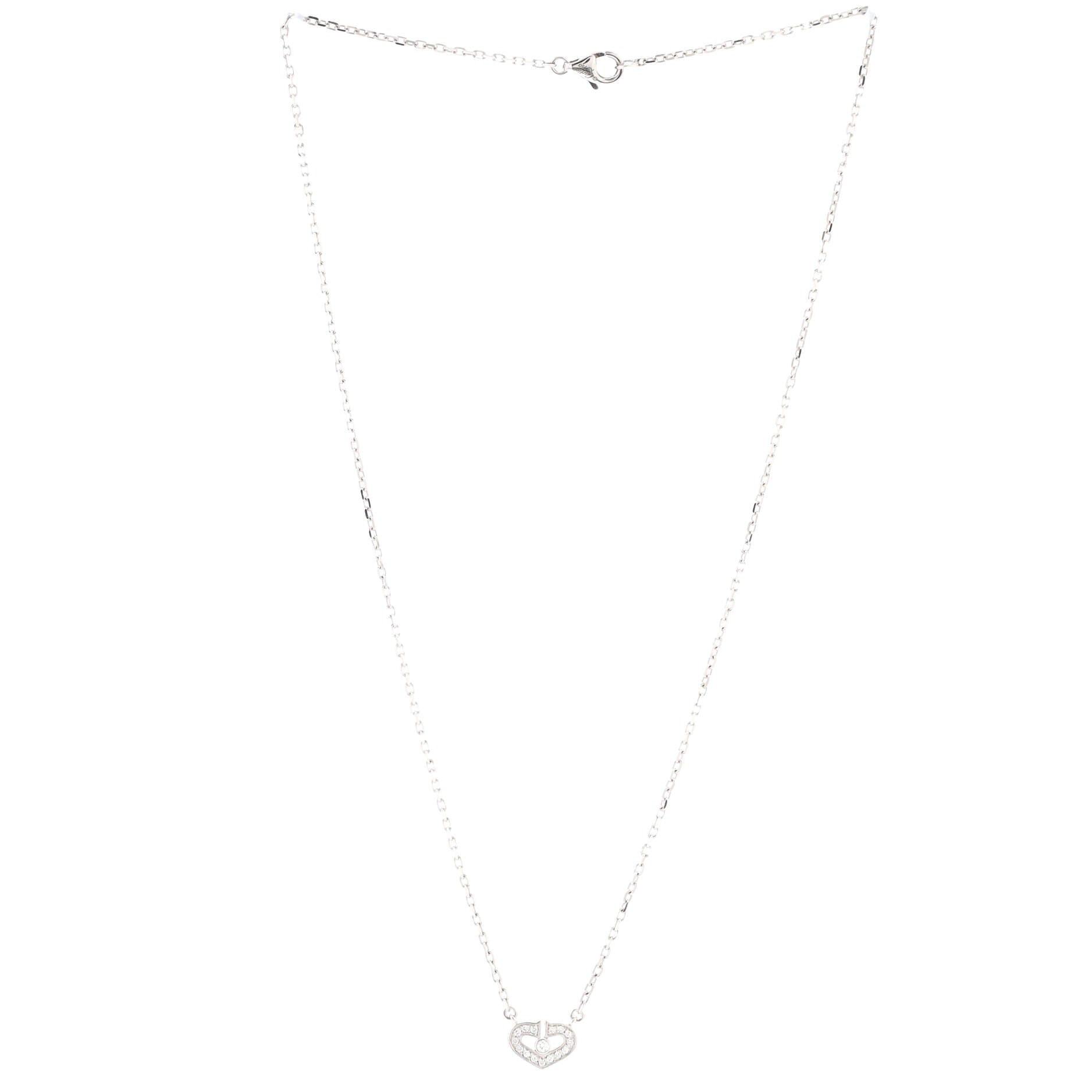 C Heart de Cartier Pendant Necklace 18K White Gold with Diamonds