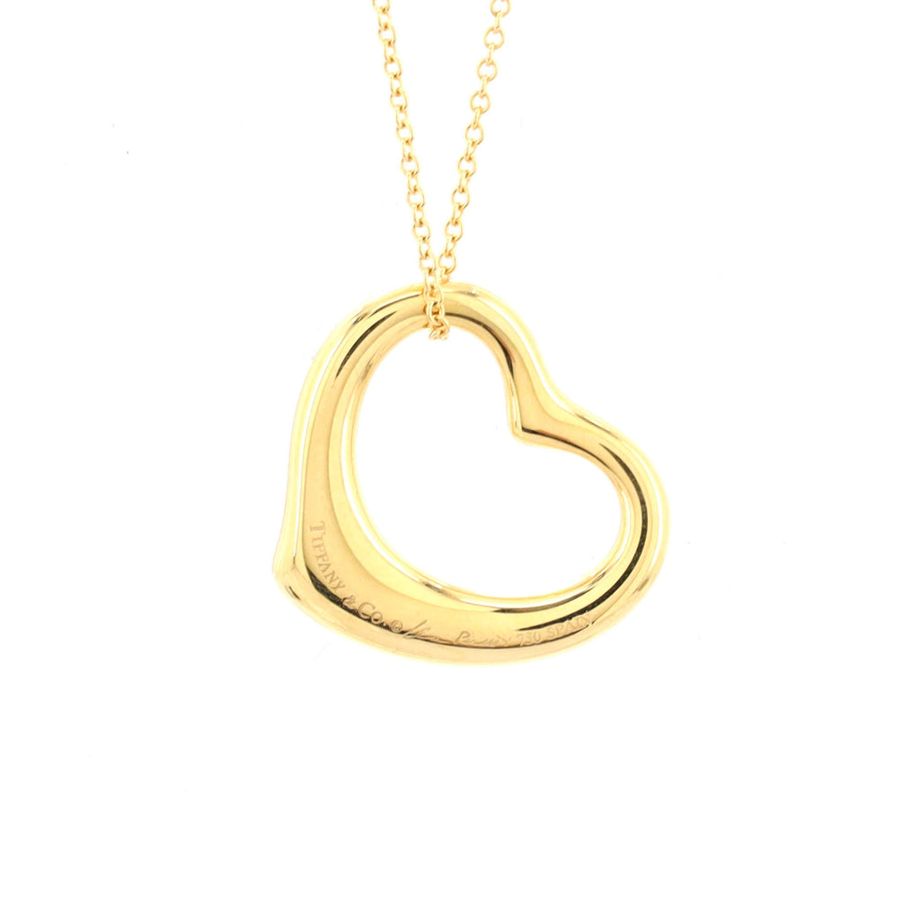 Elsa Peretti Open Heart Pendant Necklace 18K Yellow Gold and Diamonds