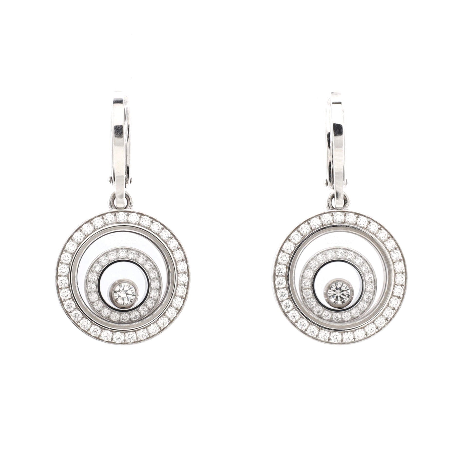 Happy Spirit Hoop Earrings 18K White Gold and Pave Diamonds