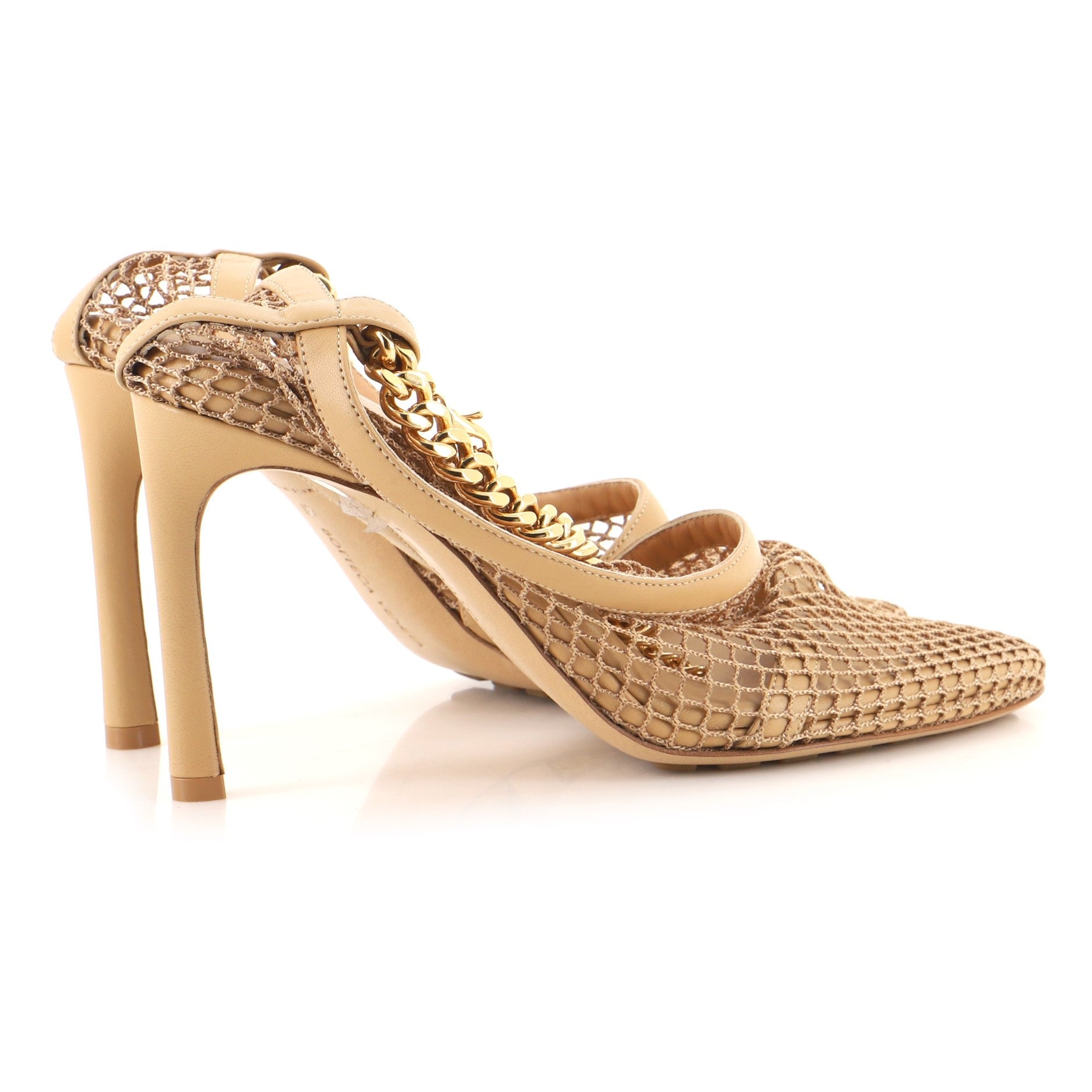 Women's Stretch Chunky Chain Pumps Mesh with Leather