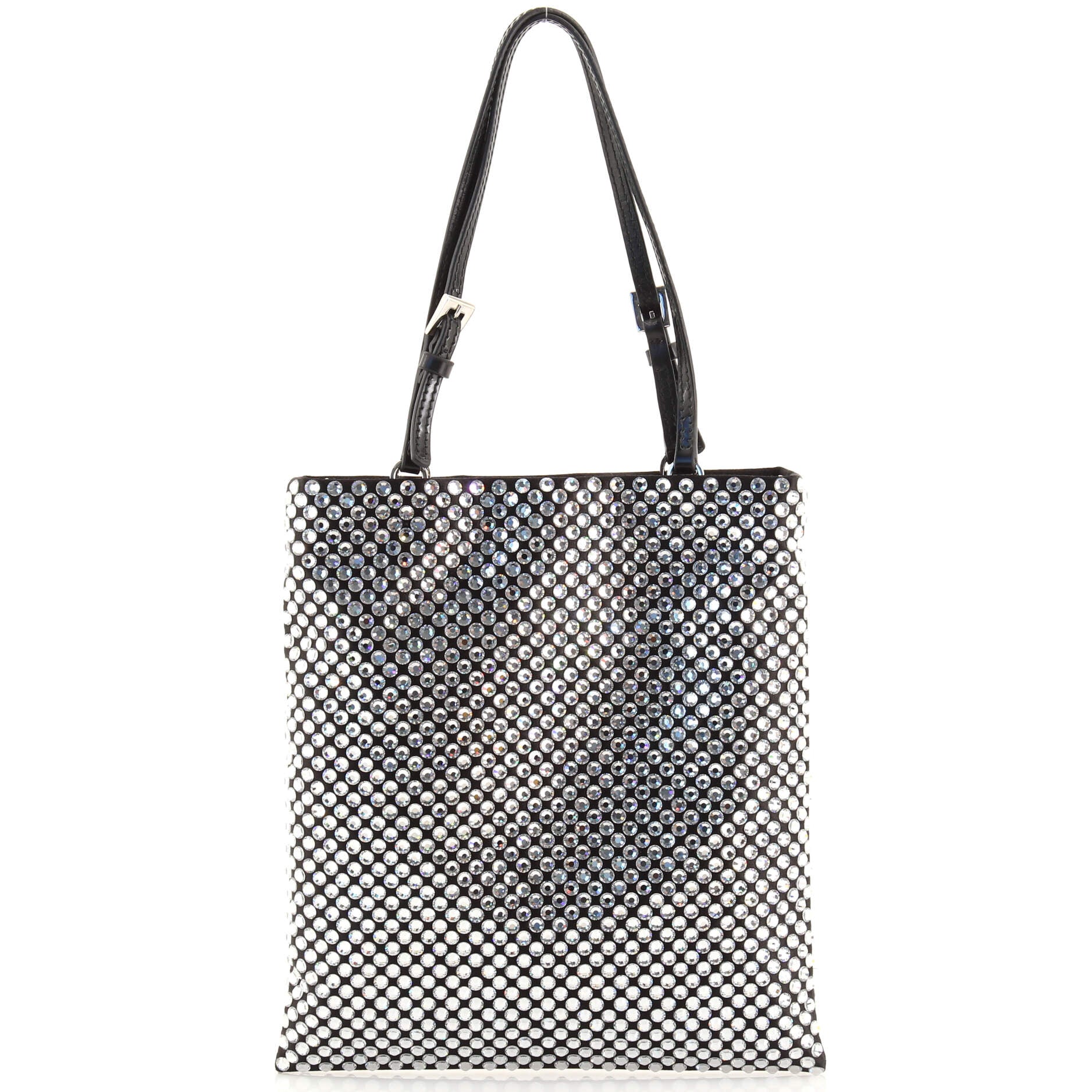 Chain Flat Tote Crystal Embellished Satin Mini