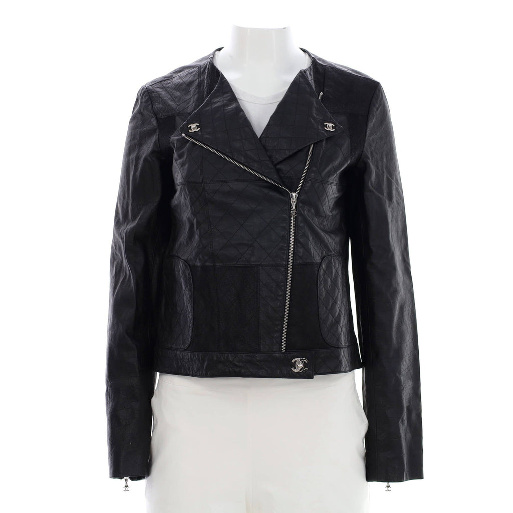 Women's CC Turnlock Zip Up Biker Jacket Quilted Leather