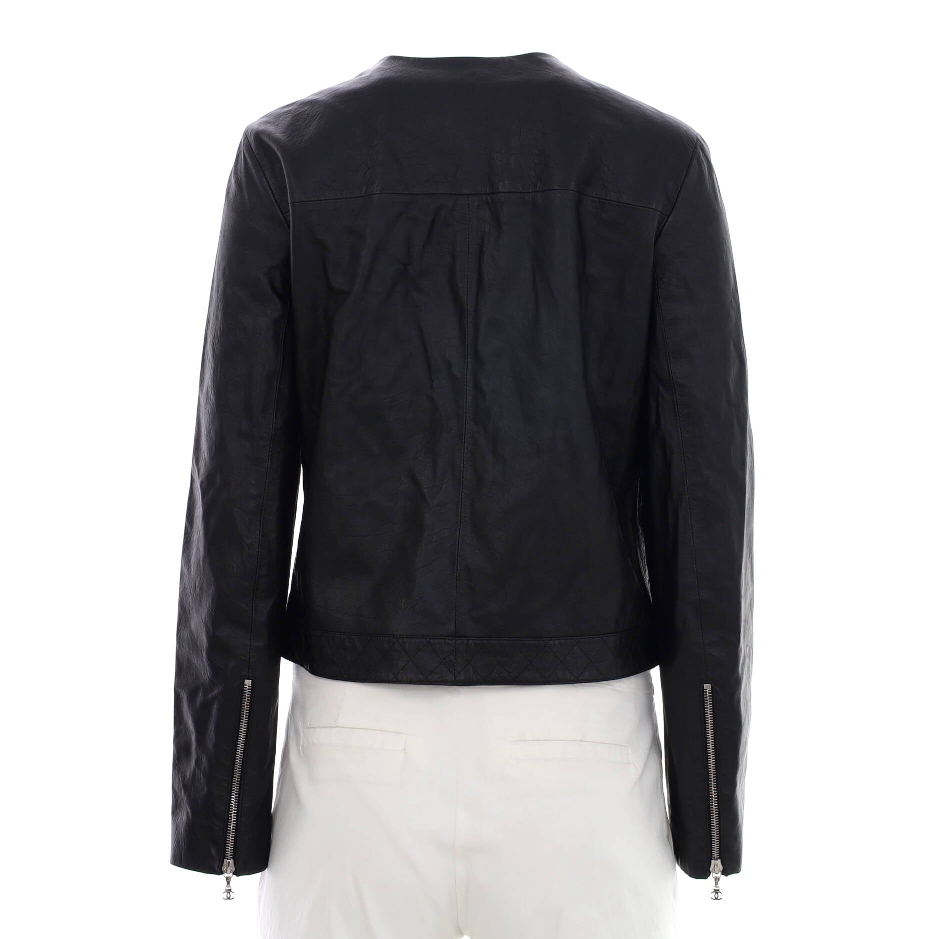 Women's CC Turnlock Zip Up Biker Jacket Quilted Leather