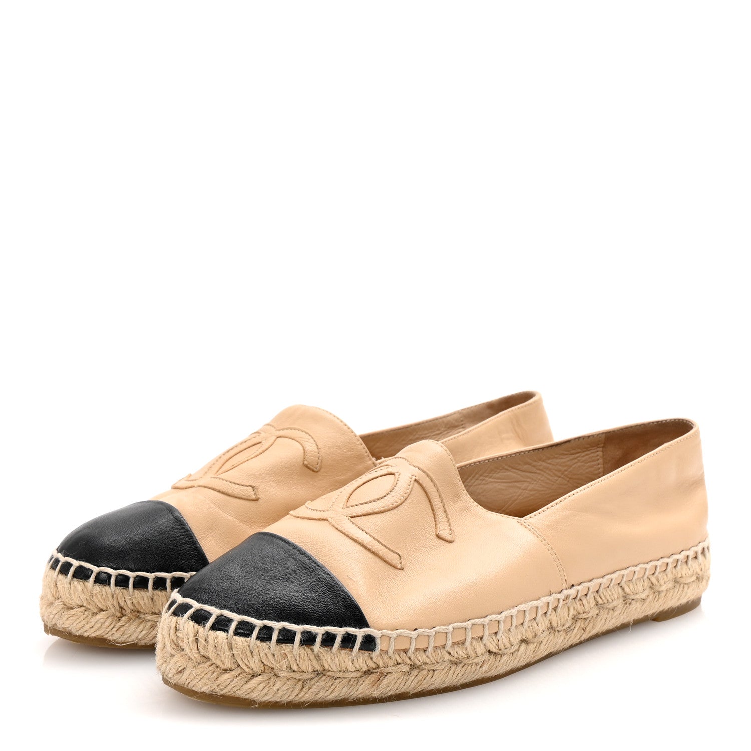 Lambskin CC Espadrilles 37 Beige Black
