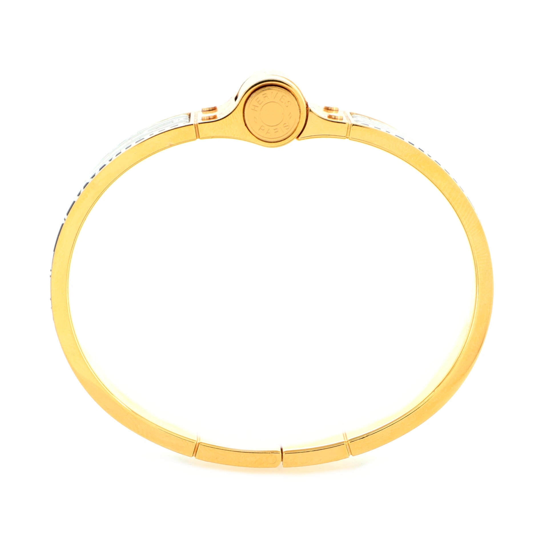 Hinged Bracelet Metal and Printed Enamel Wide