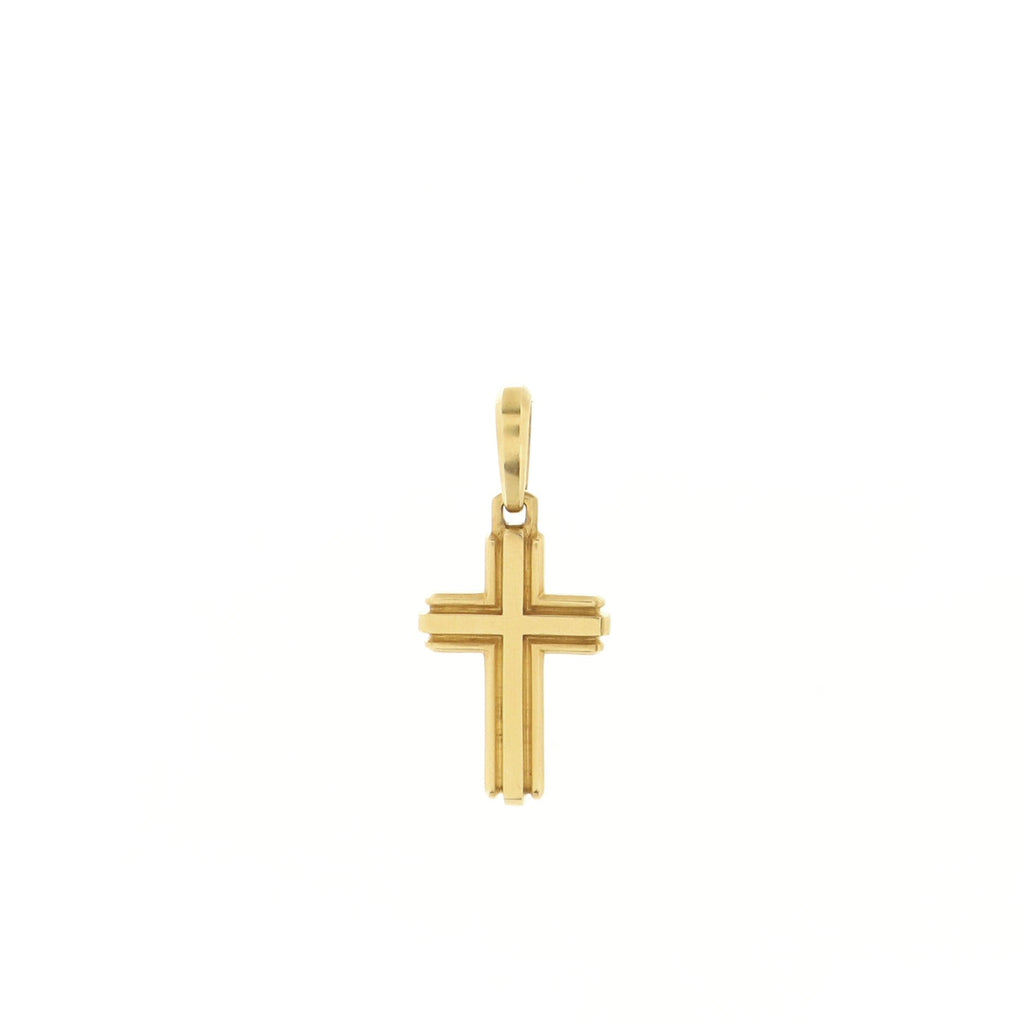 Deco Cross Pendant Necklace 18K Yellow Gold