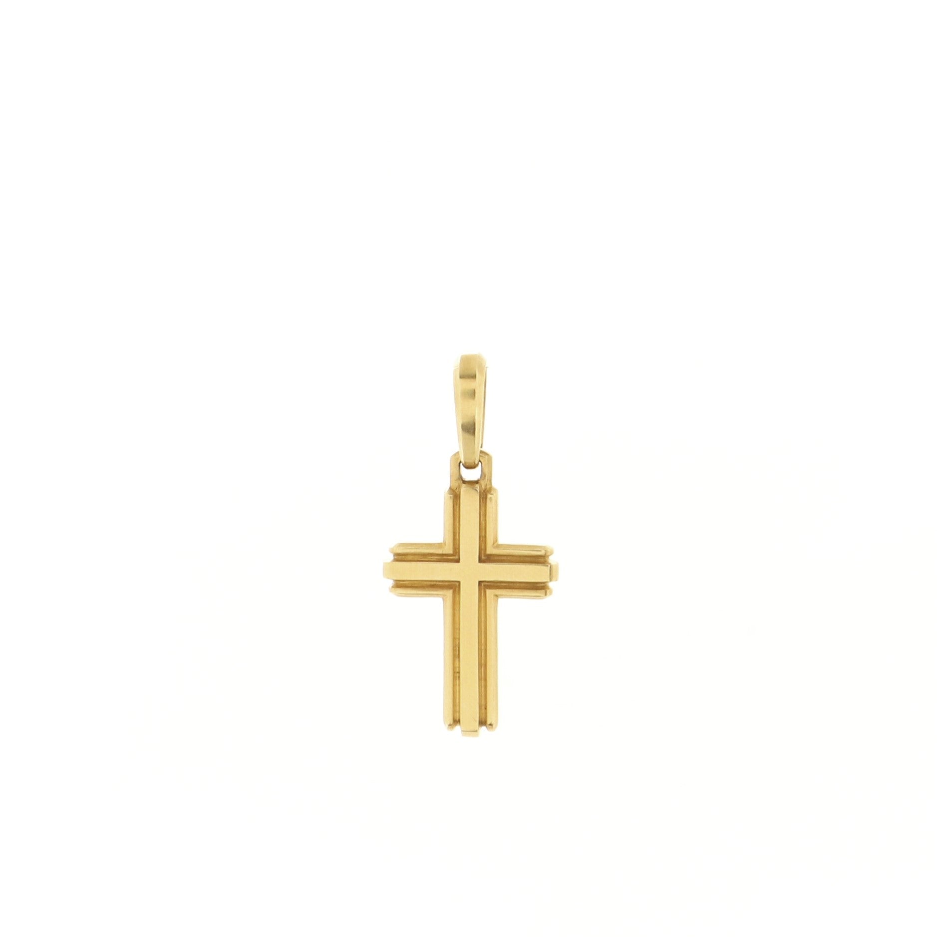 Deco Cross Pendant Necklace 18K Yellow Gold
