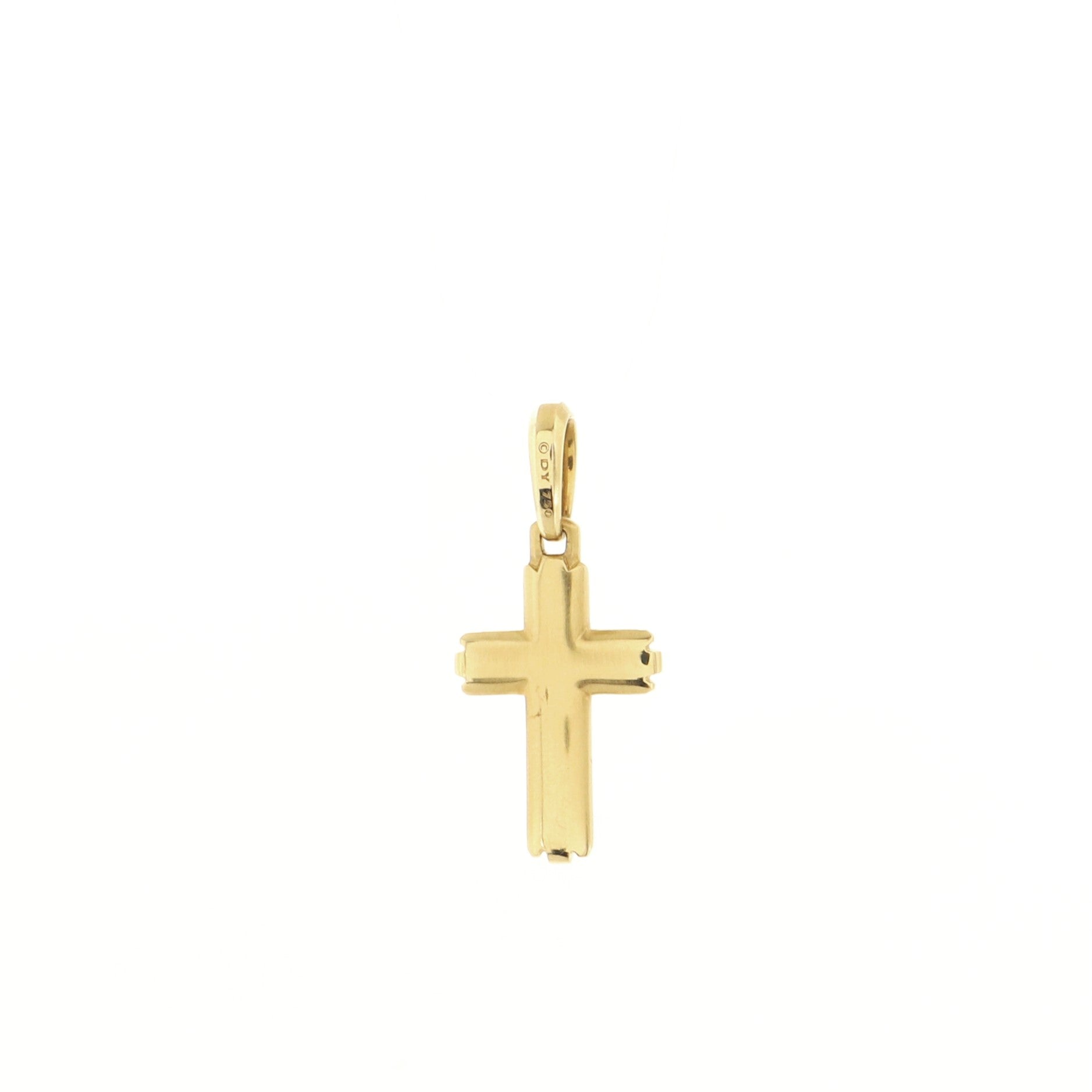 Deco Cross Pendant Necklace 18K Yellow Gold