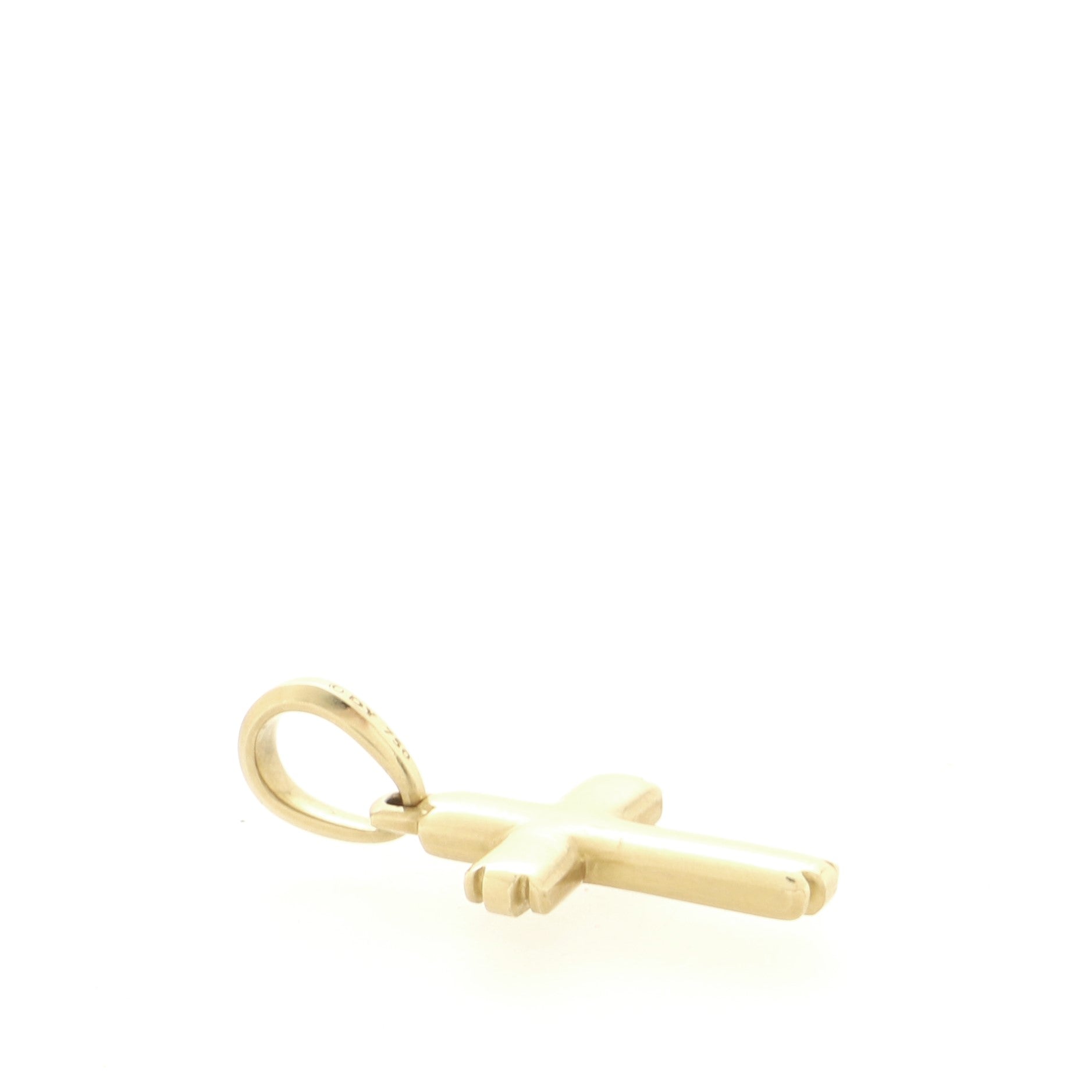 Deco Cross Pendant Necklace 18K Yellow Gold