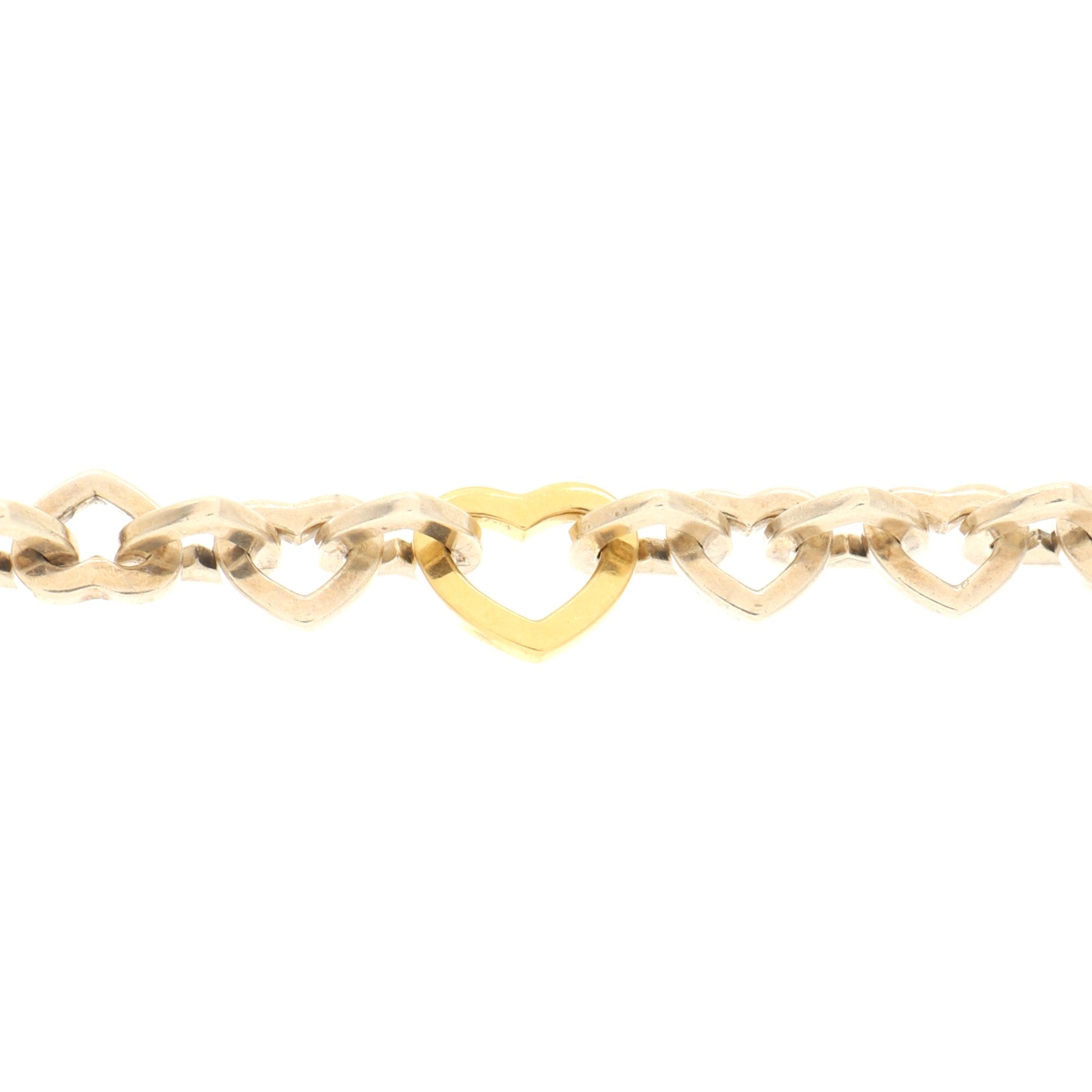 Heart Link Bracelet Sterling Silver with 18K Yellow Gold