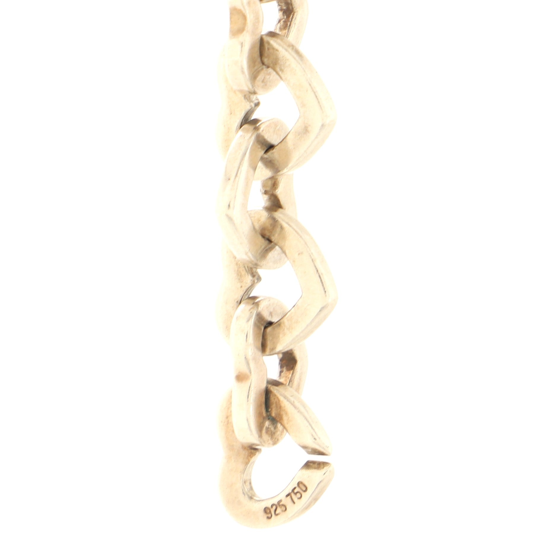 Heart Link Bracelet Sterling Silver with 18K Yellow Gold