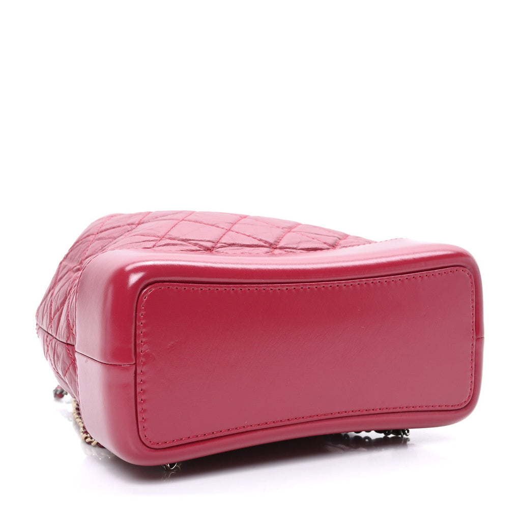 Aged Calfskin Quilted Small Gabrielle Backpack Dark Pink