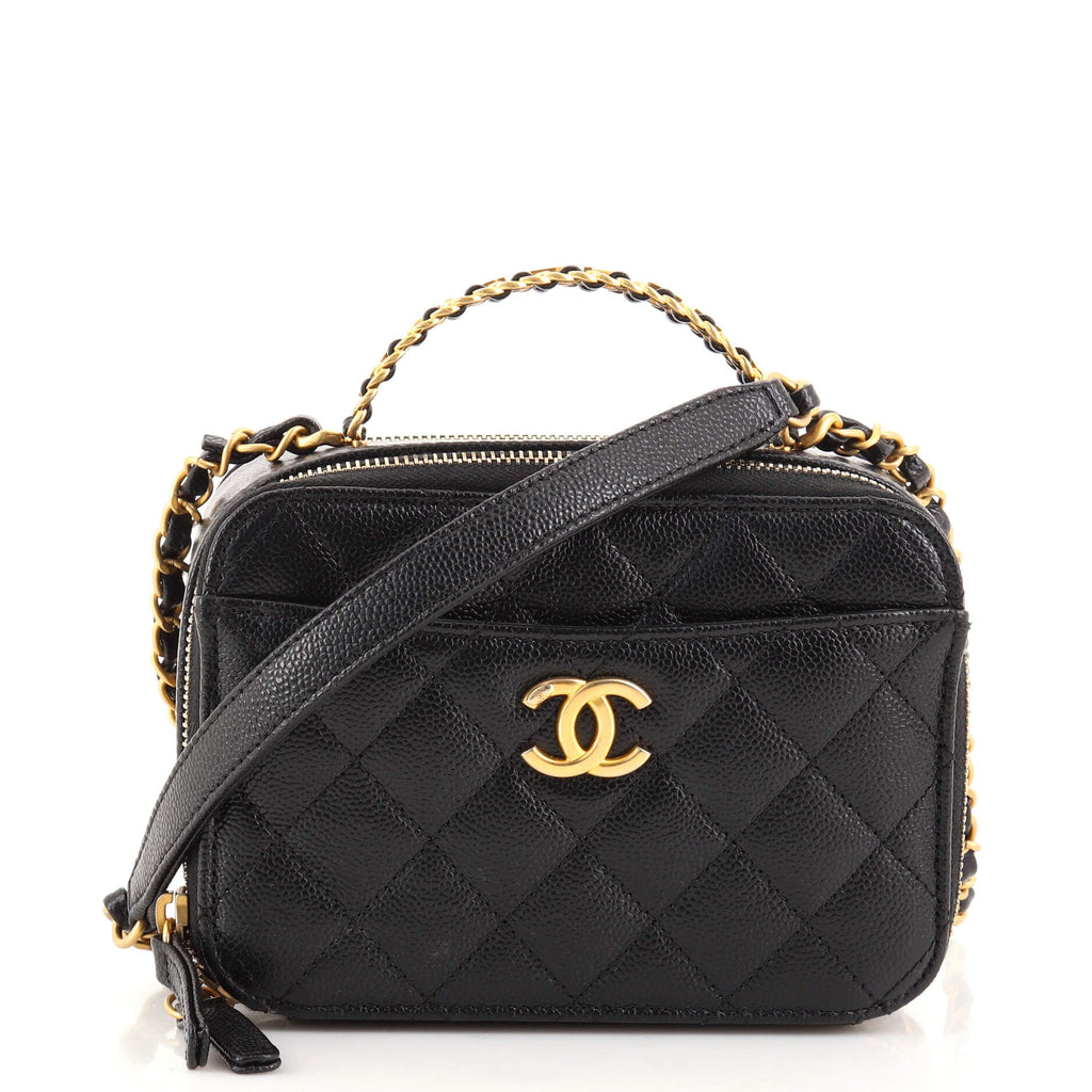 Pick Me Up Logo Handle Vanity Case Quilted Caviar Mini