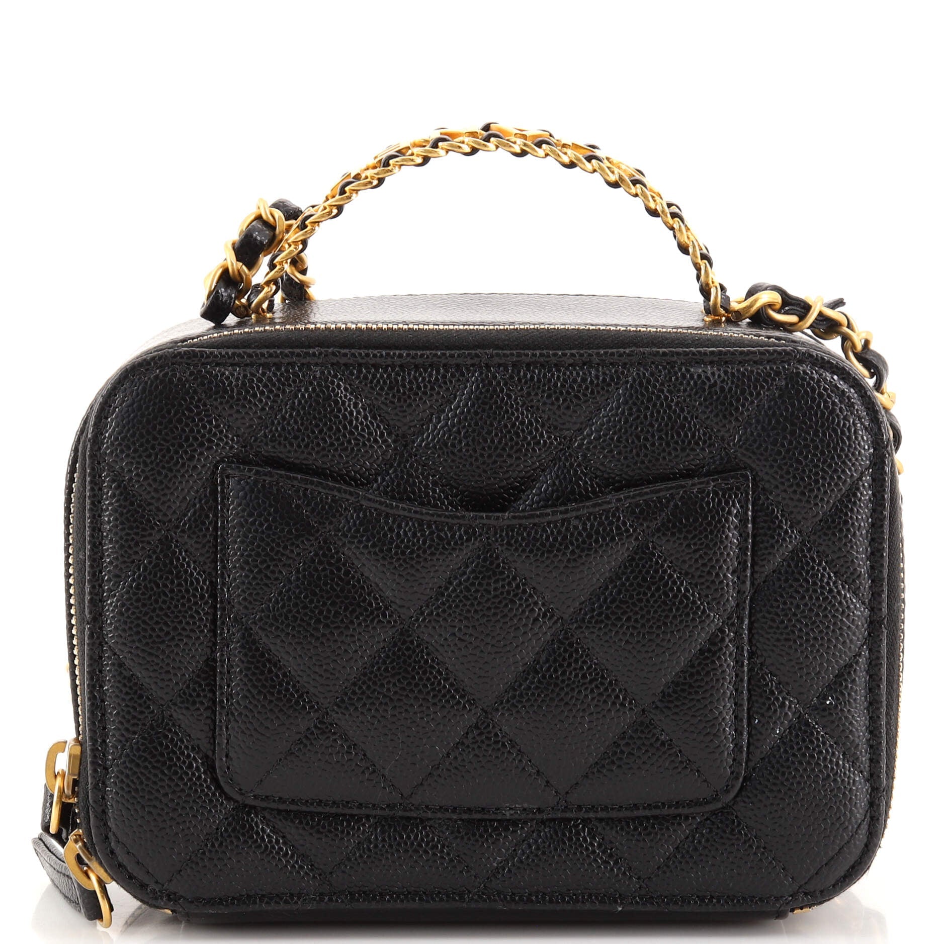 Pick Me Up Logo Handle Vanity Case Quilted Caviar Mini