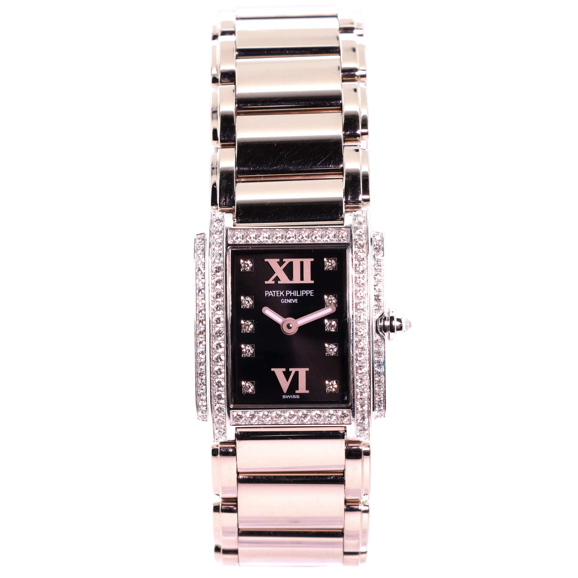 Twenty-4 Quartz Watch White Gold with Double Diamond Bezel and Markers 22