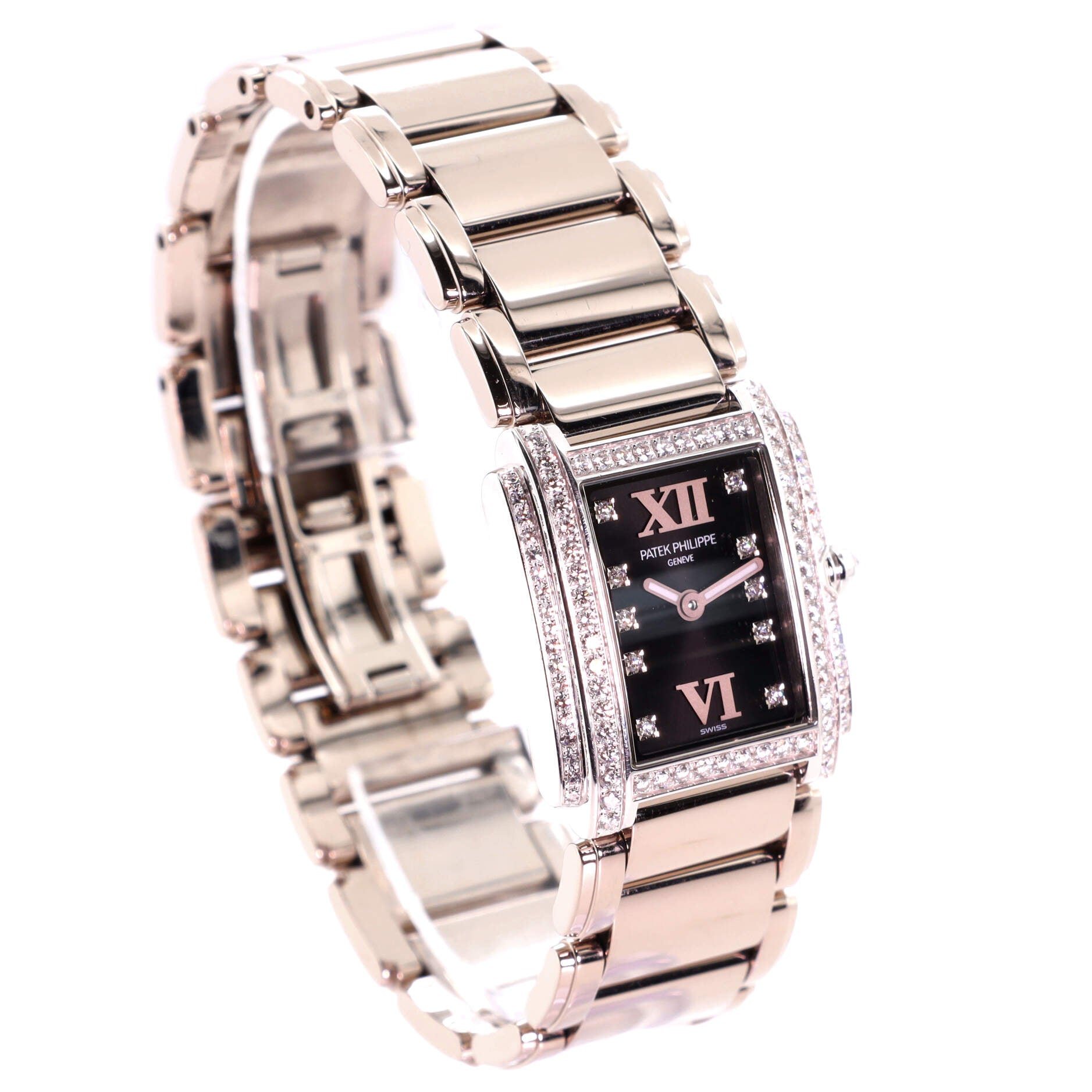 Twenty-4 Quartz Watch White Gold with Double Diamond Bezel and Markers 22