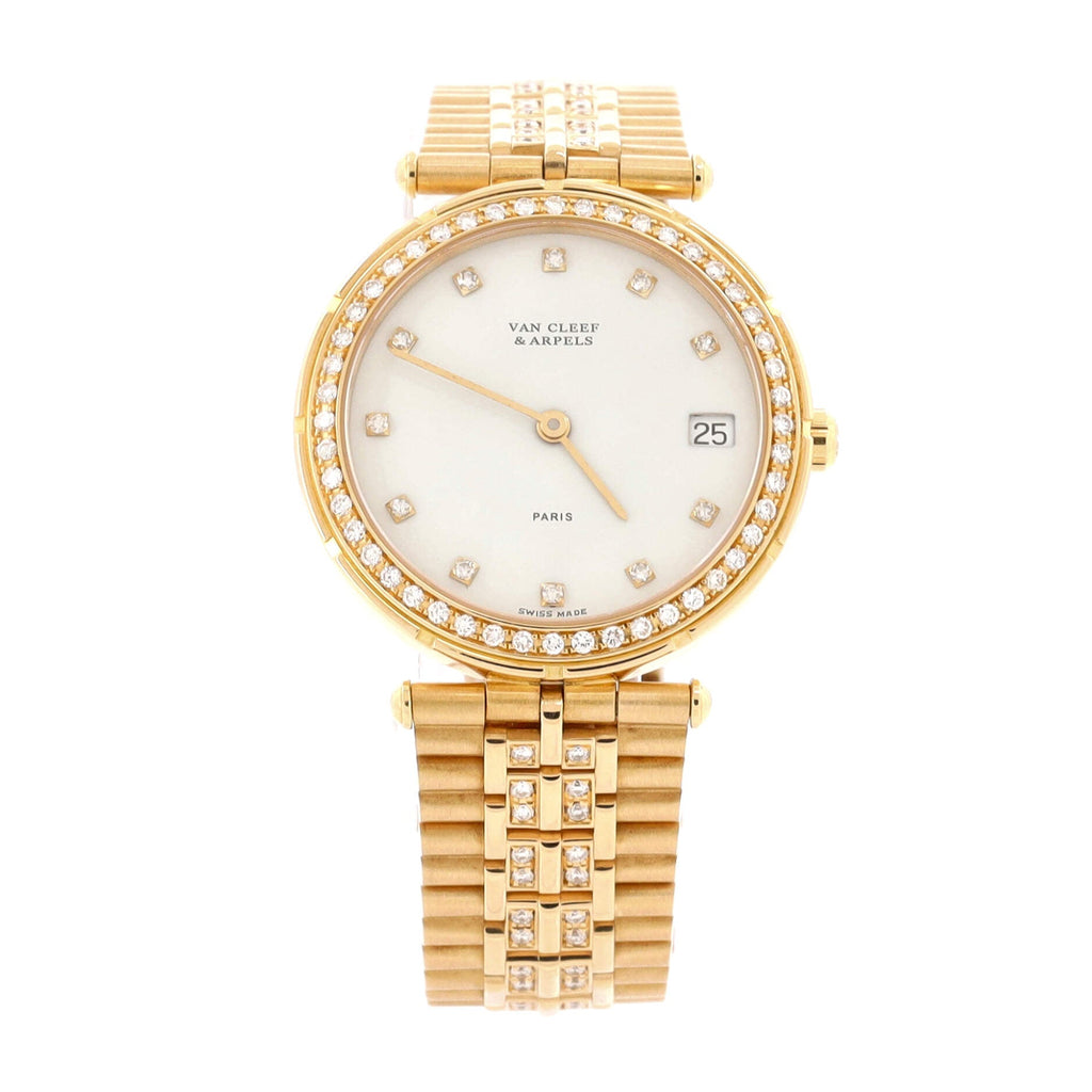 Classic Quartz Watch Yellow Gold with Diamond Bezel, Markers and Bracelet 30