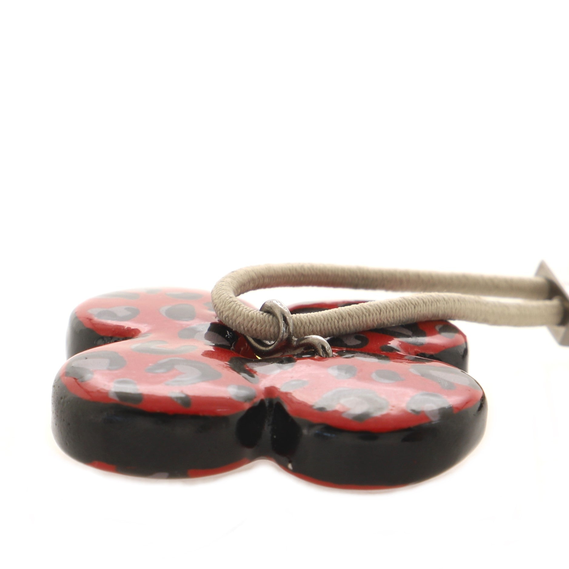 Flower and Heart Hair Tie Printed Enamel and Metal