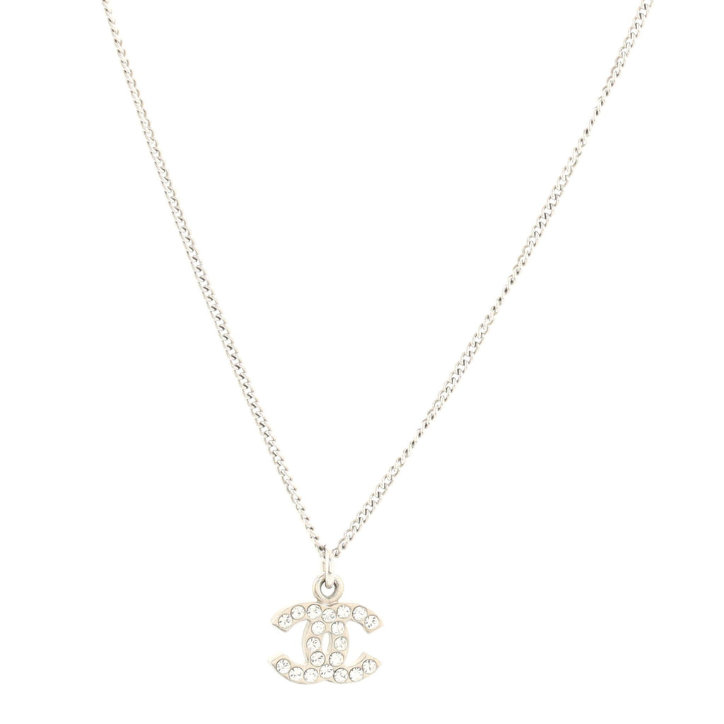CC Pendant Necklace Metal with Crystals