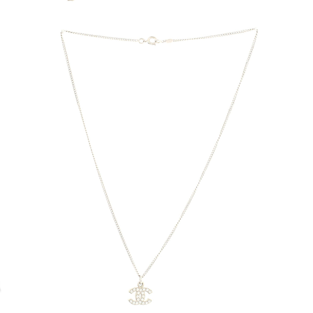 CC Pendant Necklace Metal with Crystals