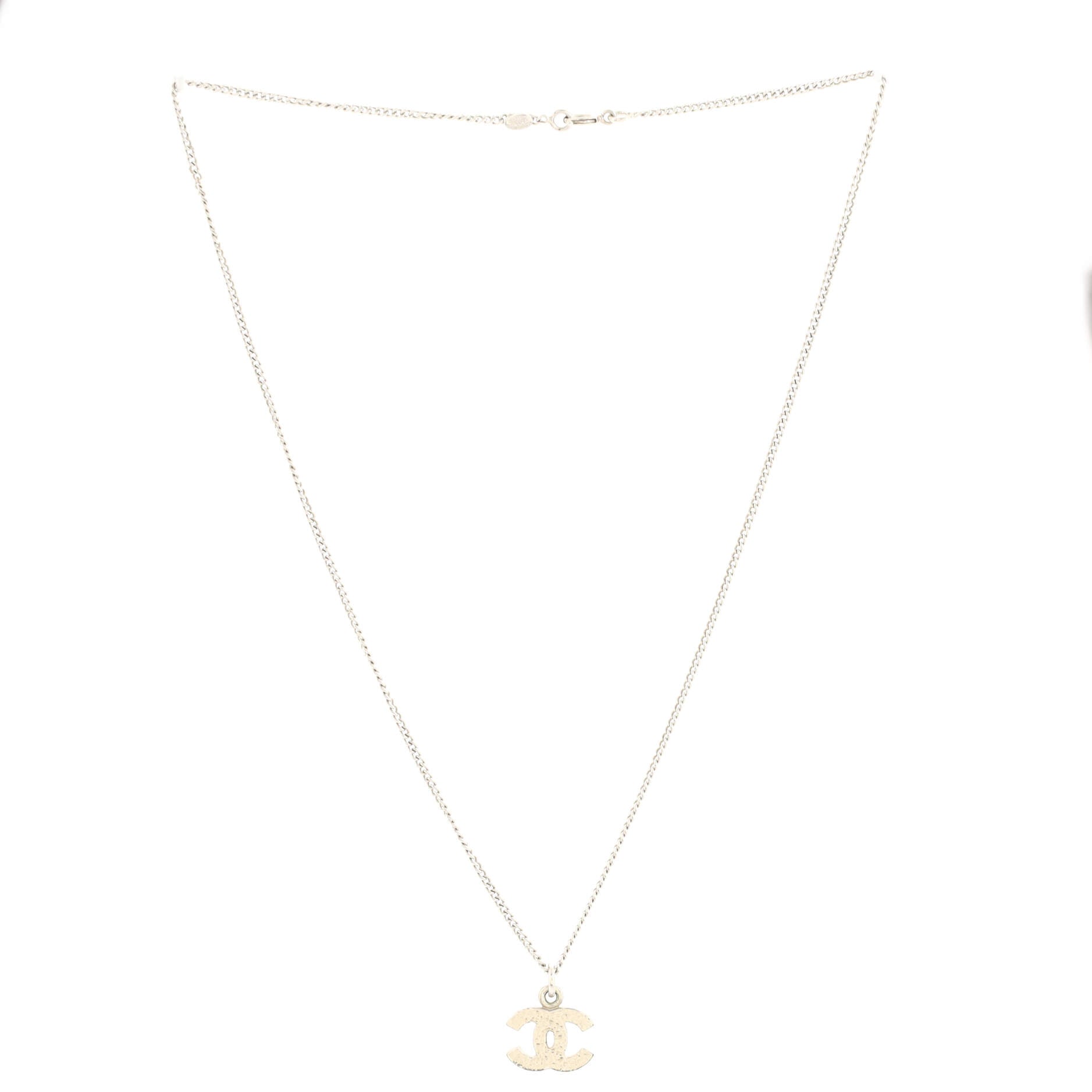 CC Pendant Necklace Metal with Crystals