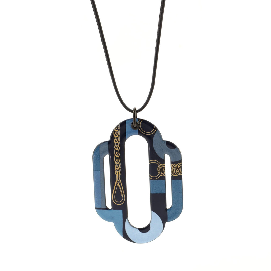 Attelage Etriers Tattoo Pendant Necklace Printed Enamel