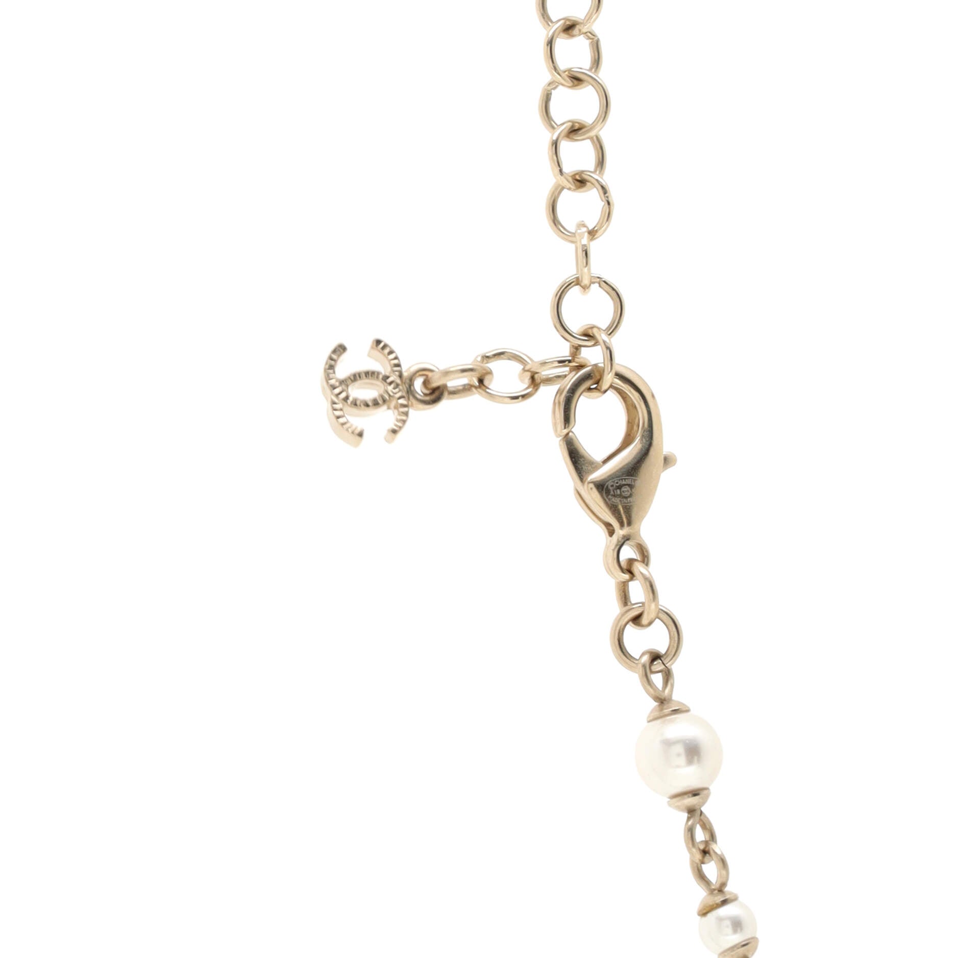 CC Station Long Necklace Metal and Faux Pearls with Beads and Crystals