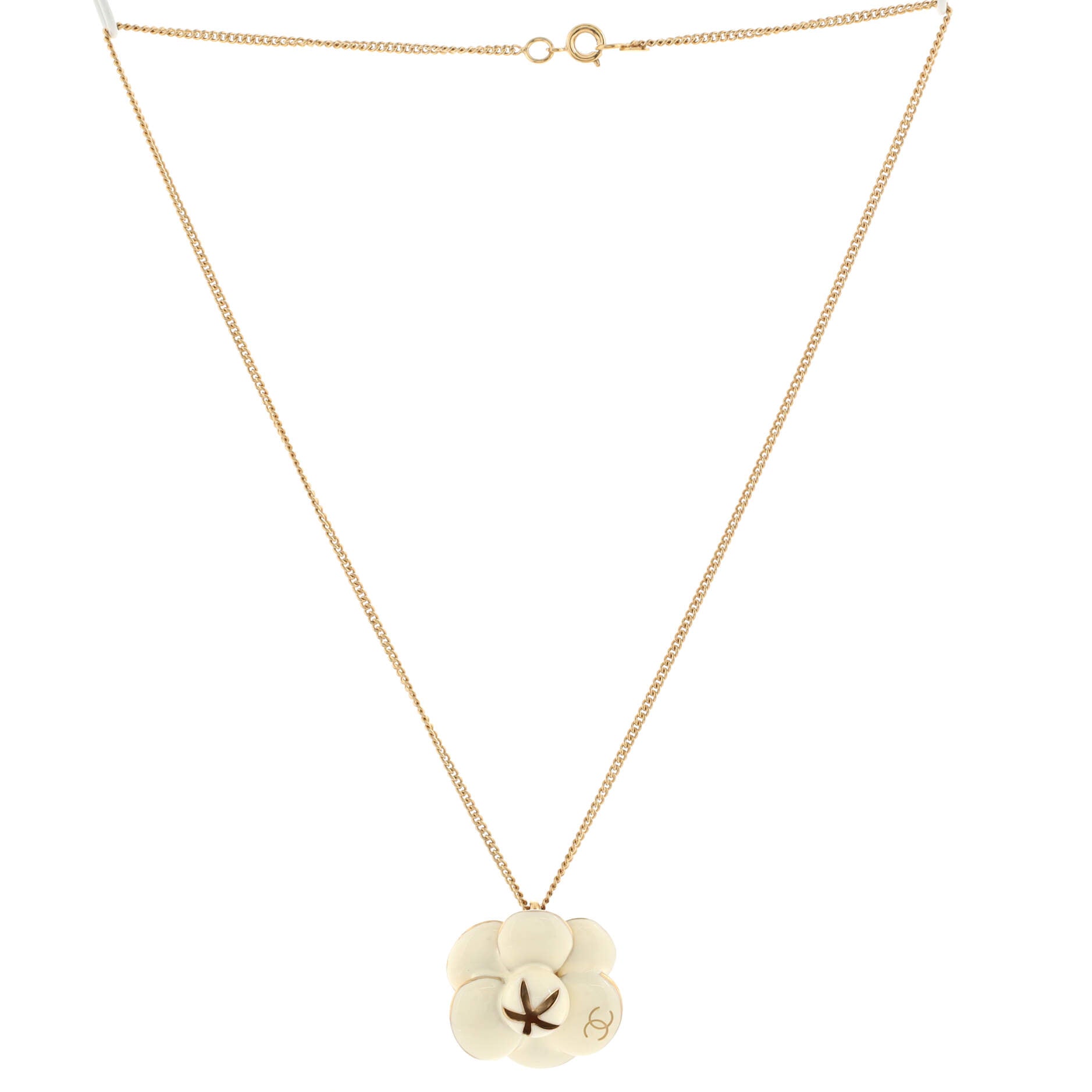 Camellia Pendant Necklace Metal with Enamel